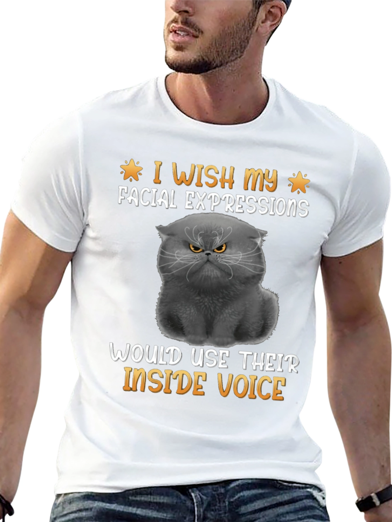 Black Funny Cat T-Shirt: I Wish My Facial Expressions Used Their Inside Voice view 13