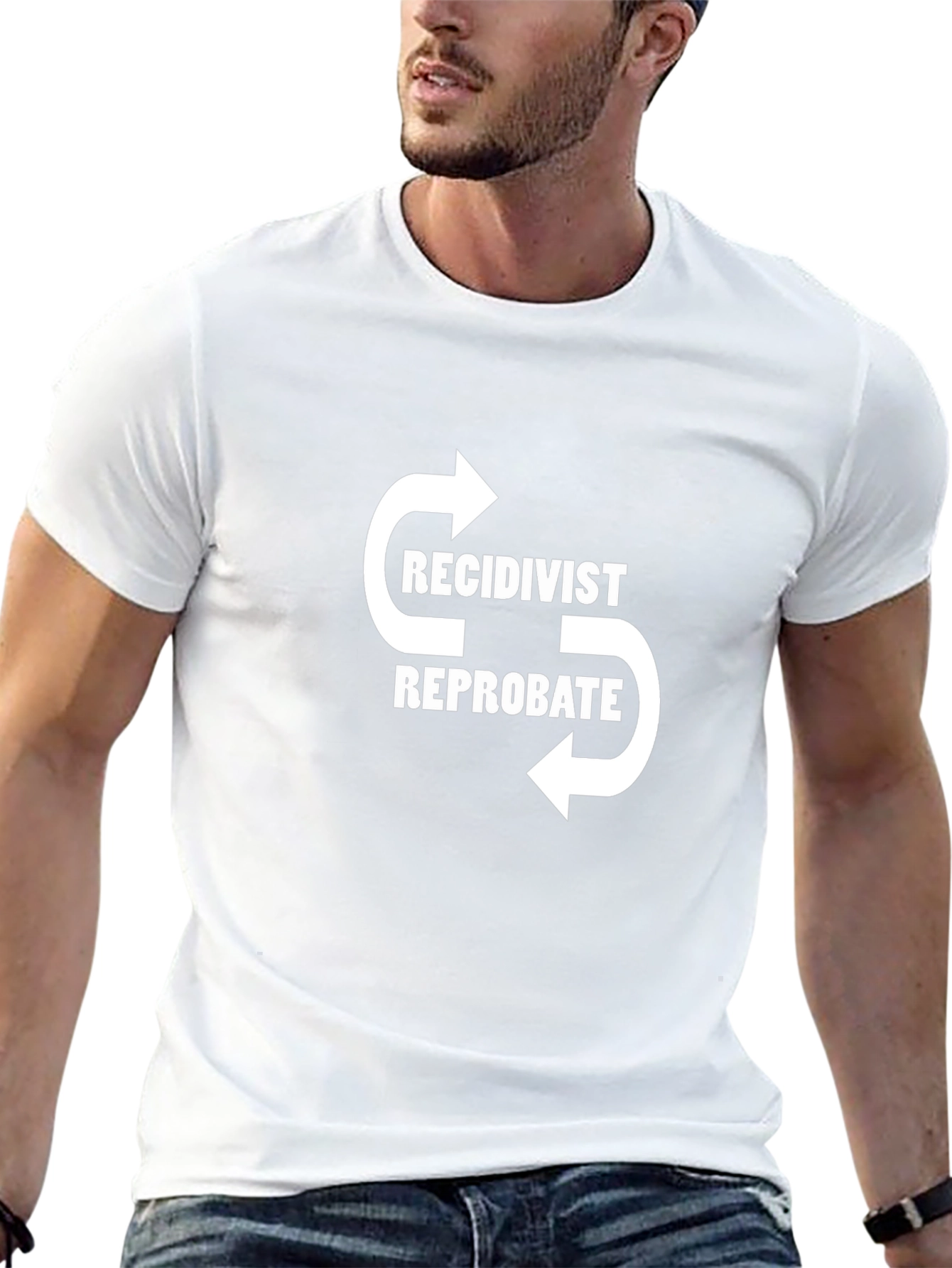 Black Recidivist Reprobate T-Shirt - Black Crew Neck Graphic Tee view 13