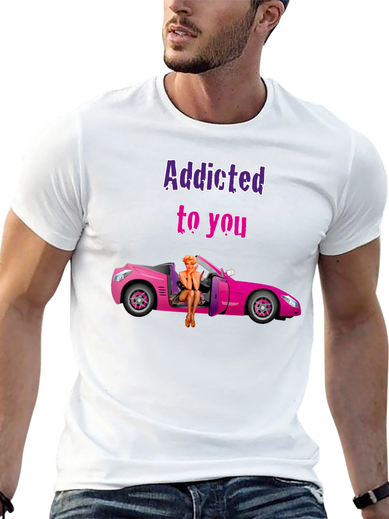 Black Addicted to You Graphic T-Shirt - Novelty Tee view 13
