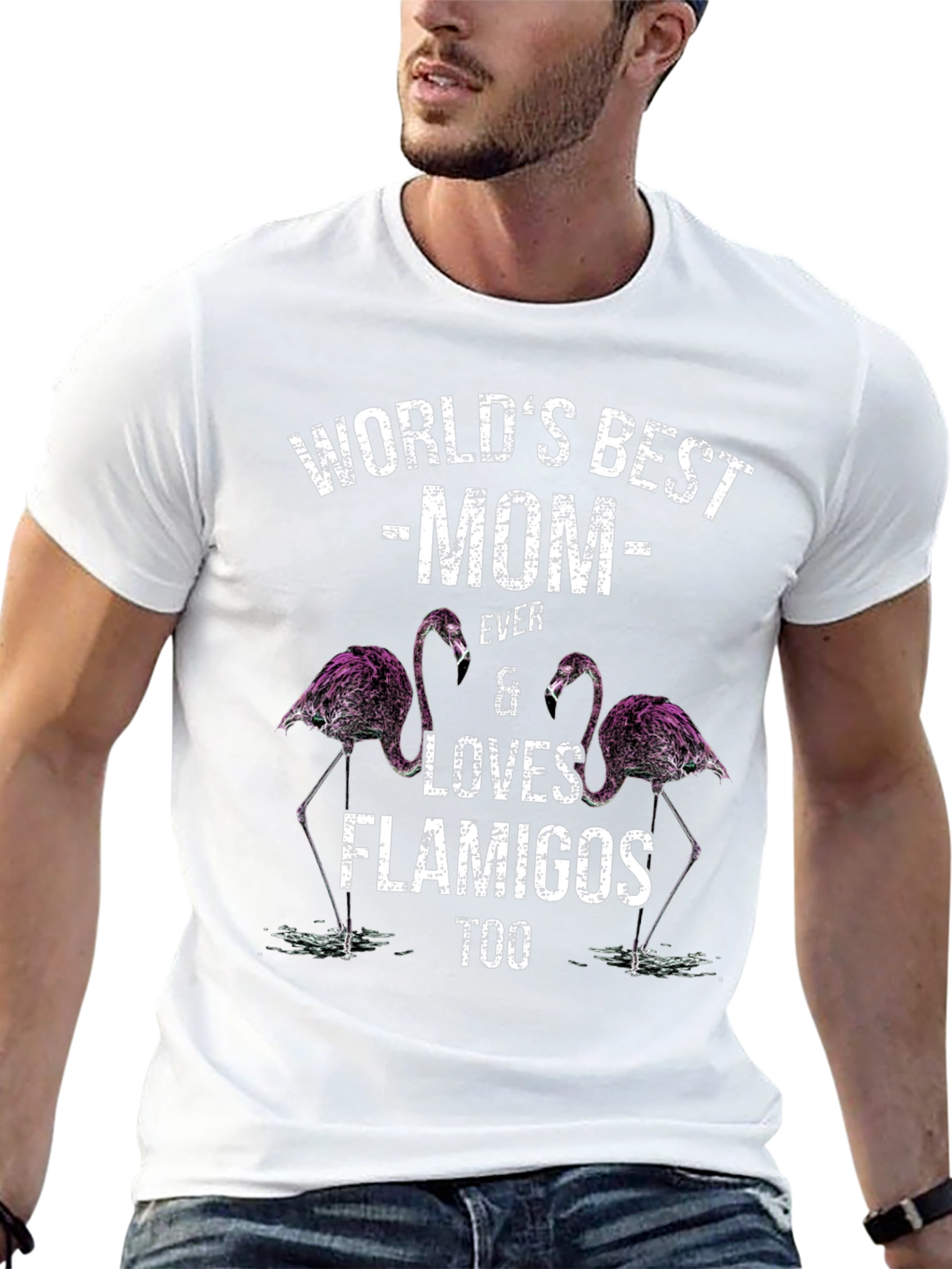 Black World's Best Mom Flamingo Graphic T-Shirt view 13