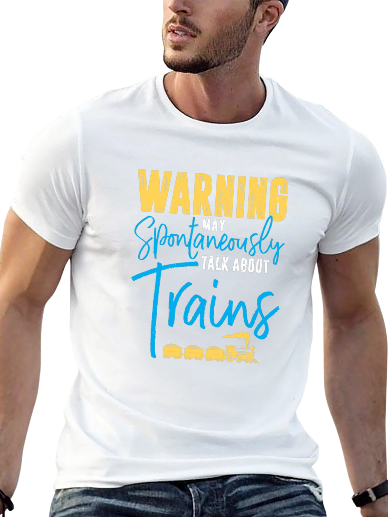 Black Warning May Spontaneously Talk About Trains T-Shirt view 13