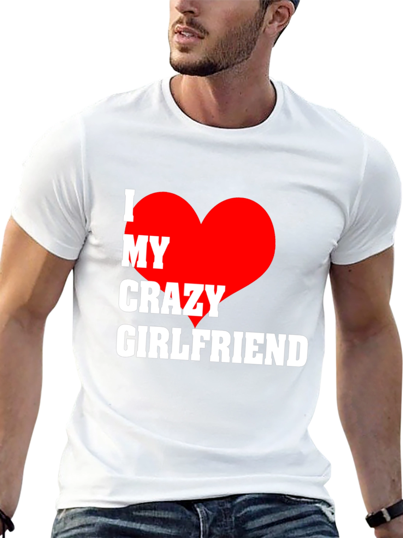 Black I Heart My Crazy Girlfriend Men's T-Shirt view 13