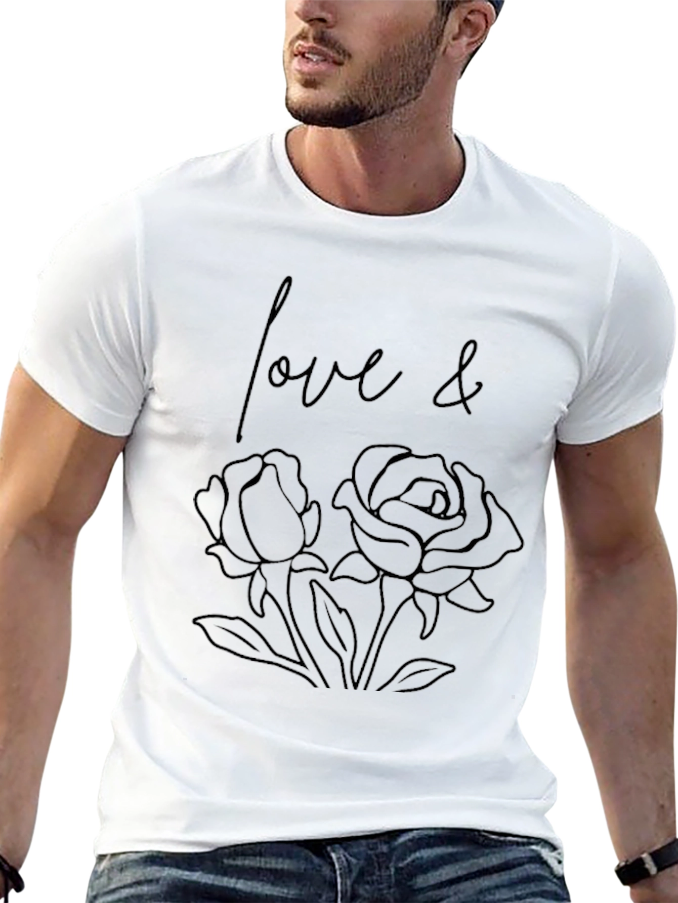 Black Love & Roses Graphic Tee - Stylish Black T-Shirt view 13