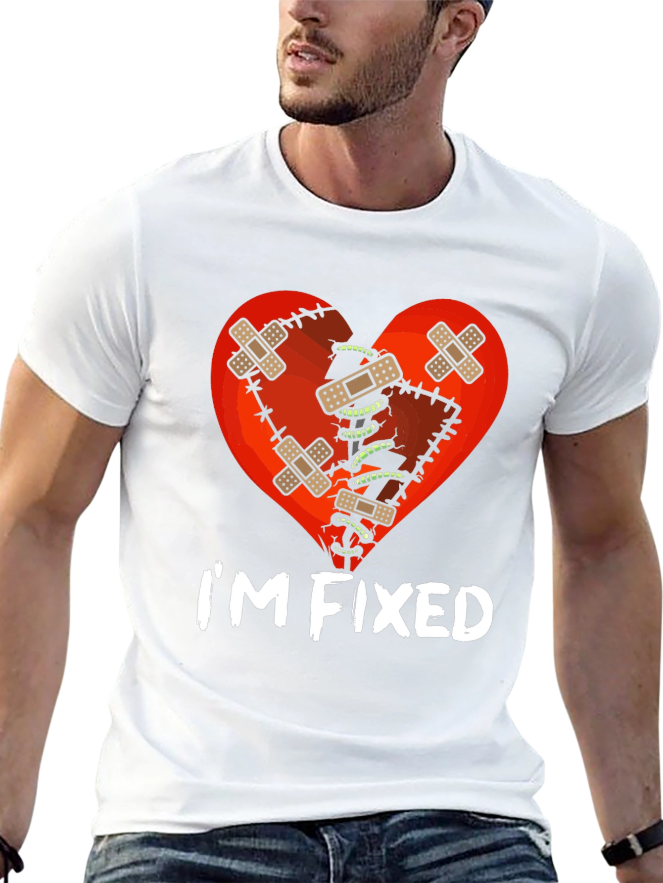 Black I'm Fixed Broken Heart T-Shirt view 13