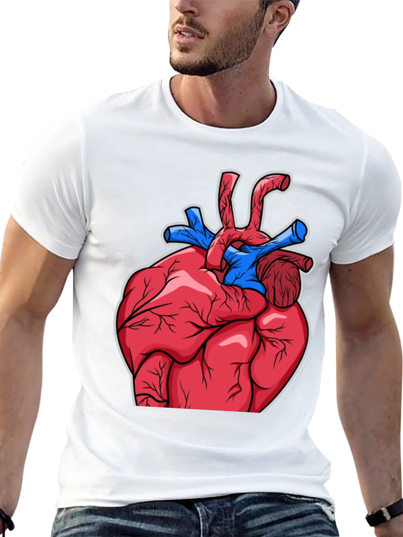 Black Anatomical Heart Graphic T-Shirt - Bold Design view 13
