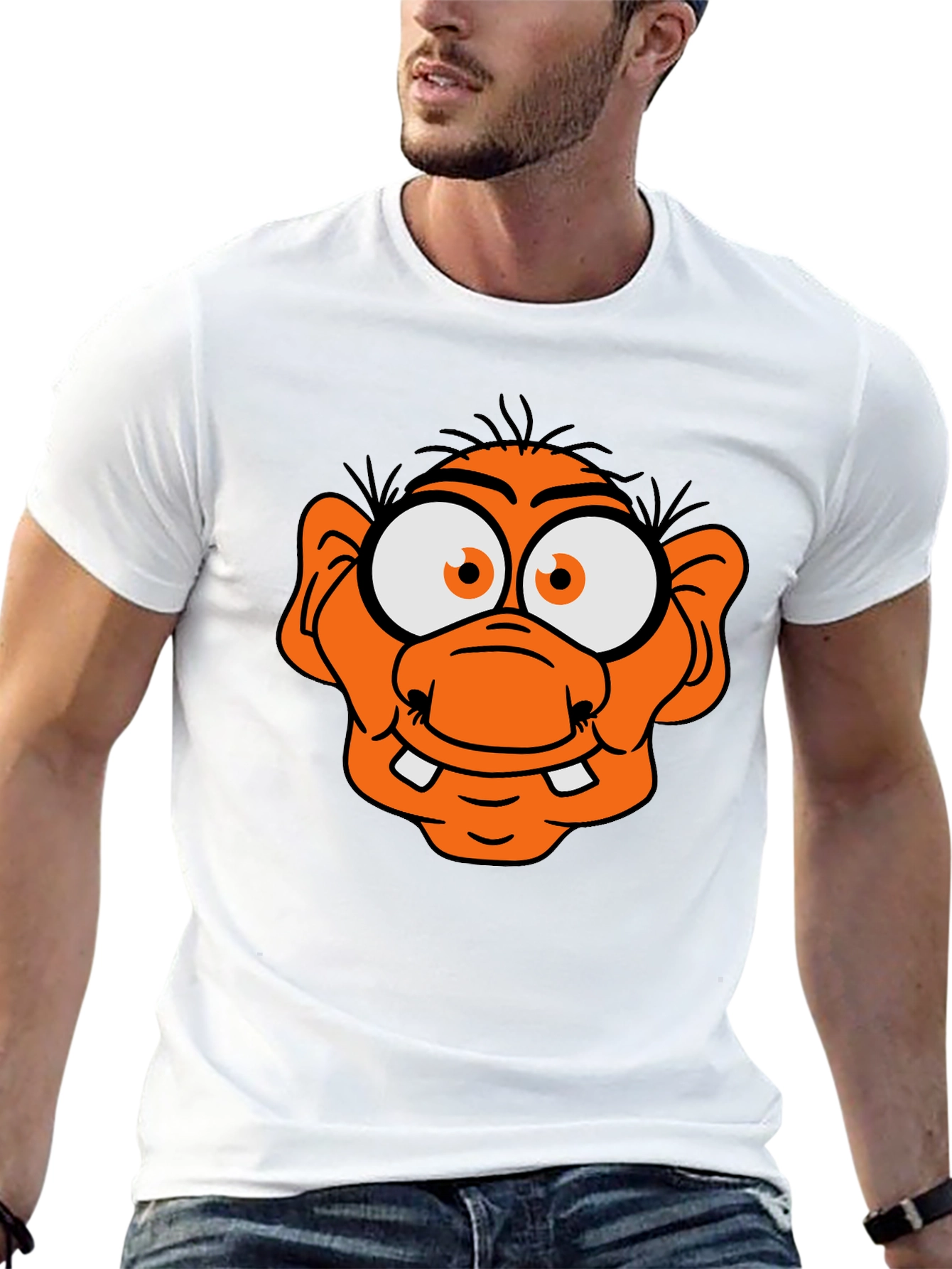 Black Funny Orange Cartoon Character Graphic Tee view 13