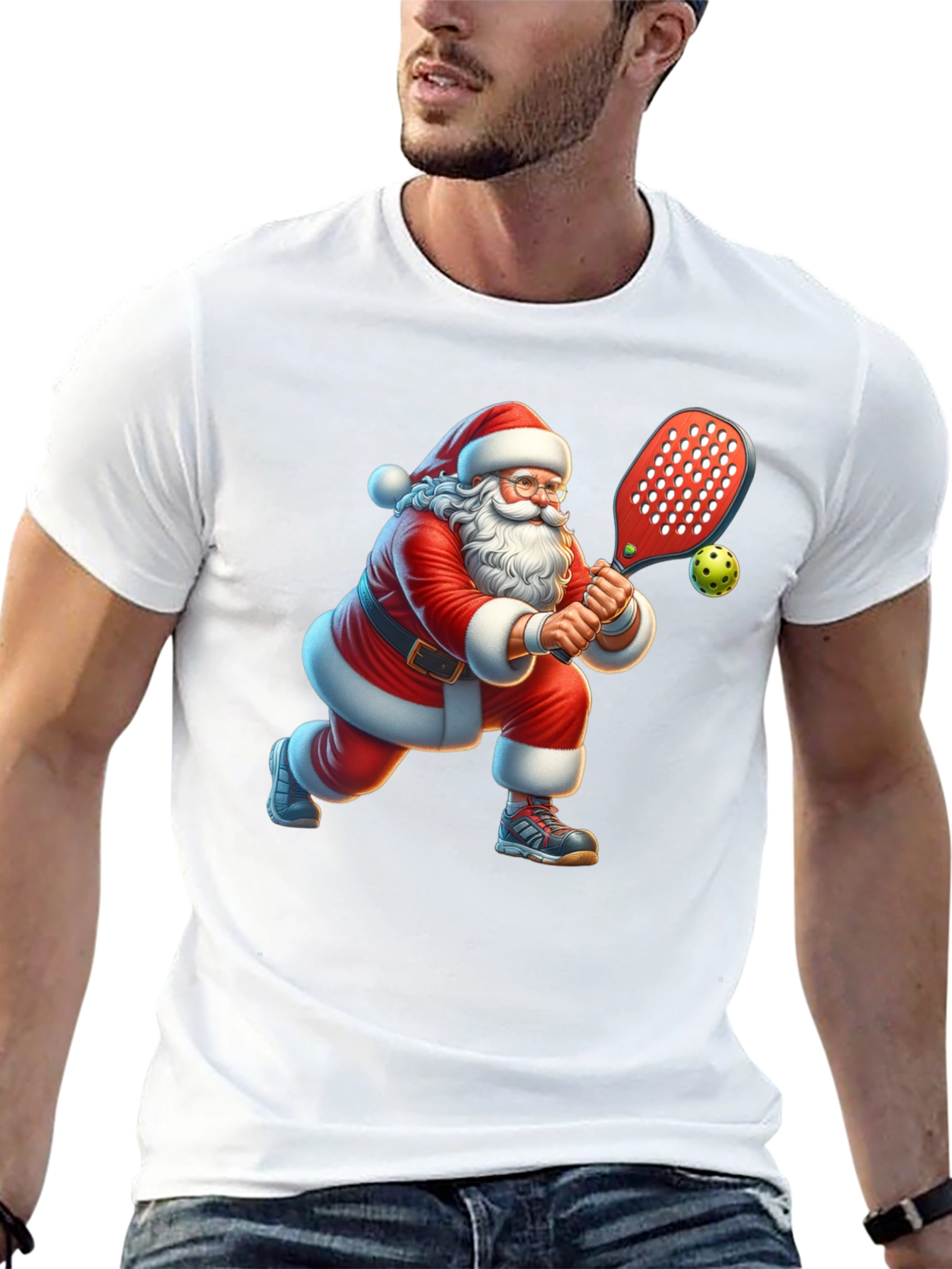 Black Santa Pickleball T-Shirt view 13