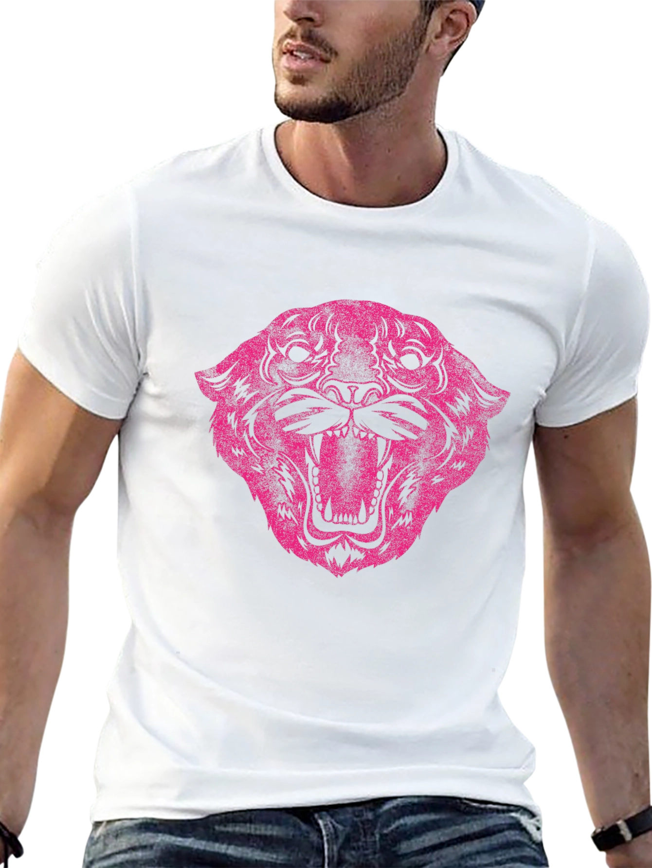 Black Pink Tiger Graphic Black T-Shirt view 13