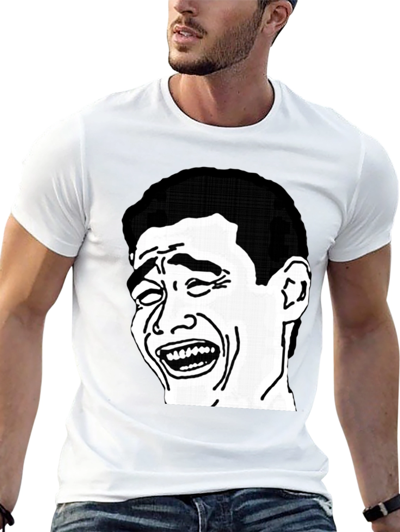 Black Laughing Face Graphic Tee - Black Cotton Blend T-Shirt view 13