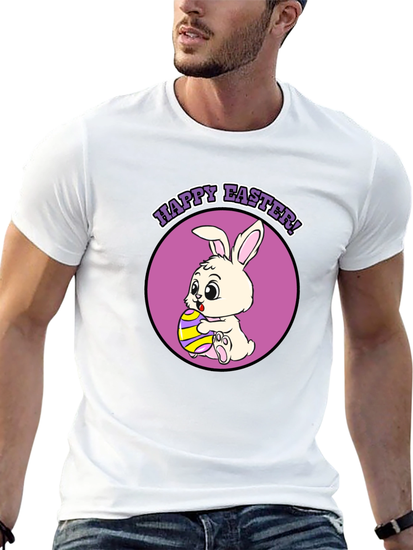 Black Happy Easter Bunny T-Shirt - Cute Holiday Tee view 13