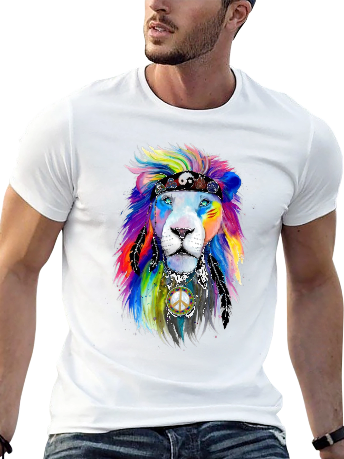 Black Rainbow Lion Graphic Tee view 13