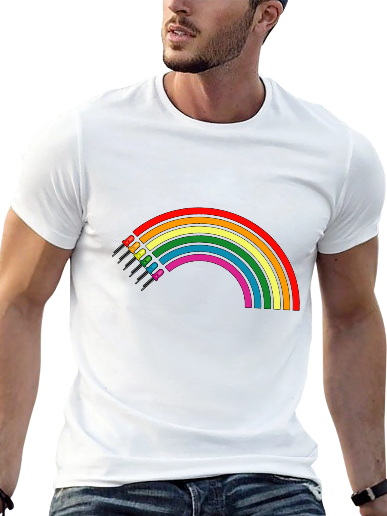 Black Rainbow LED T-Shirt - Black Cotton Blend view 13