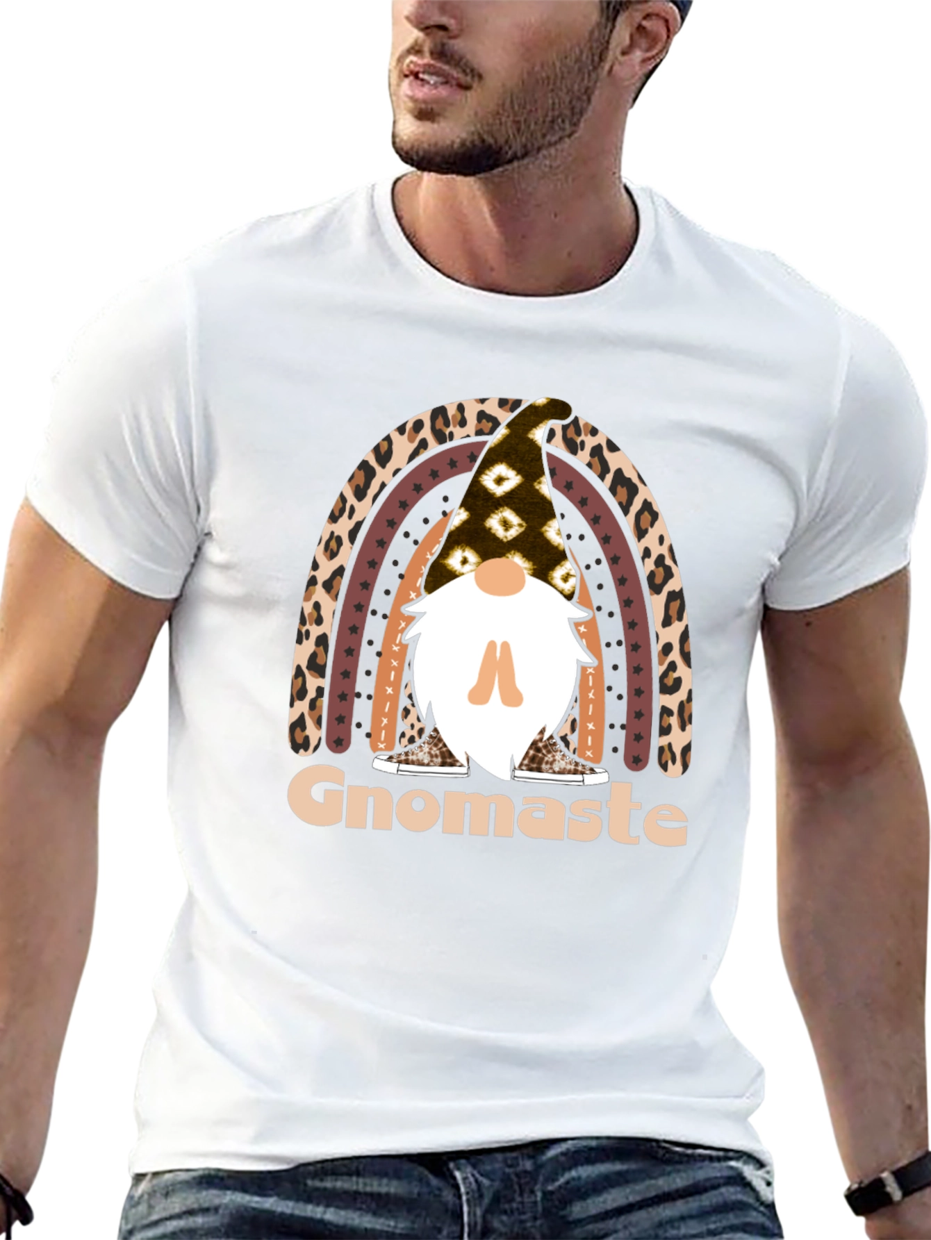 Black Gnomaste T-Shirt - Yoga Gnome Rainbow Tee view 13