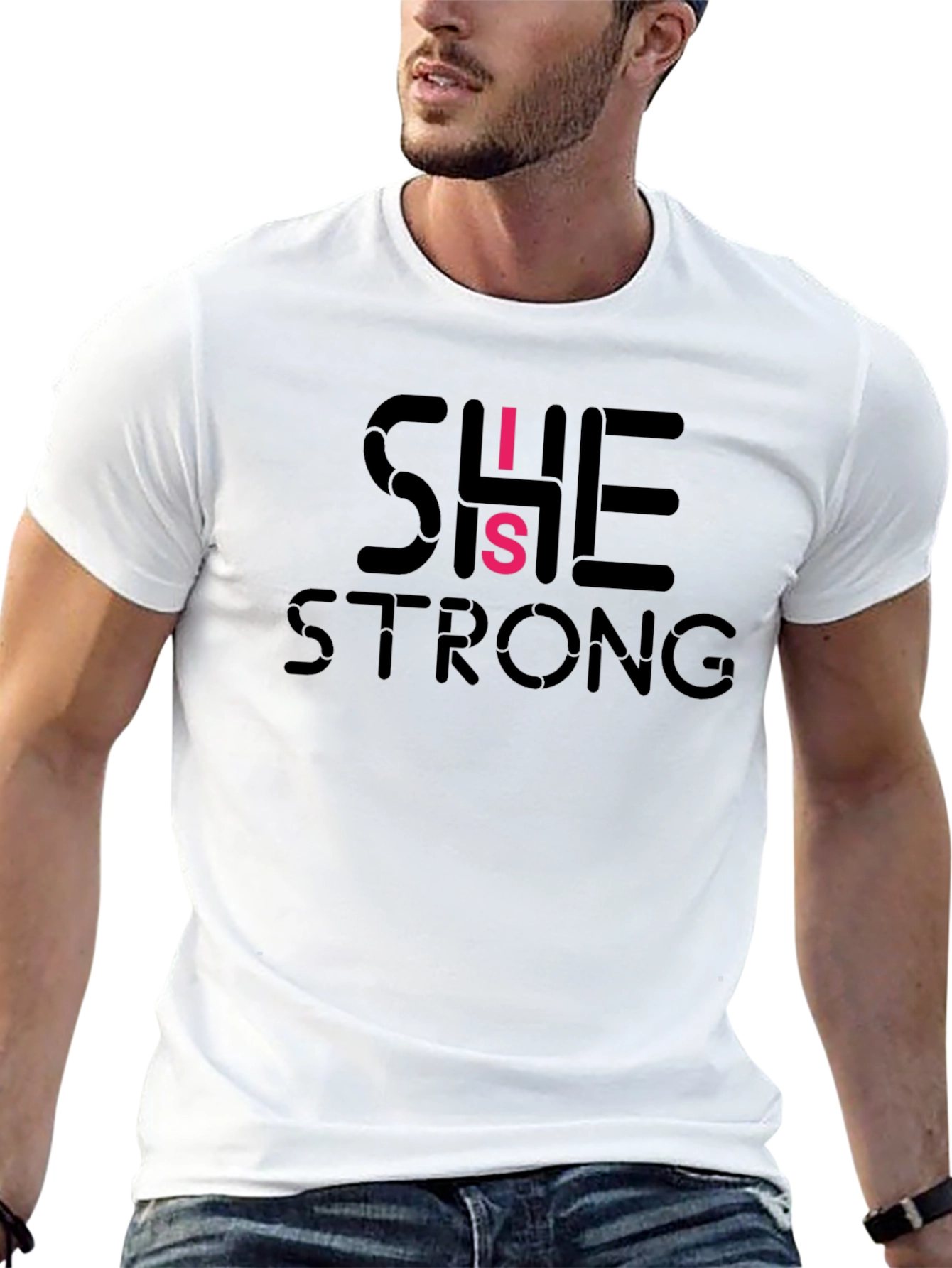 Black She is Strong T-Shirt view 13