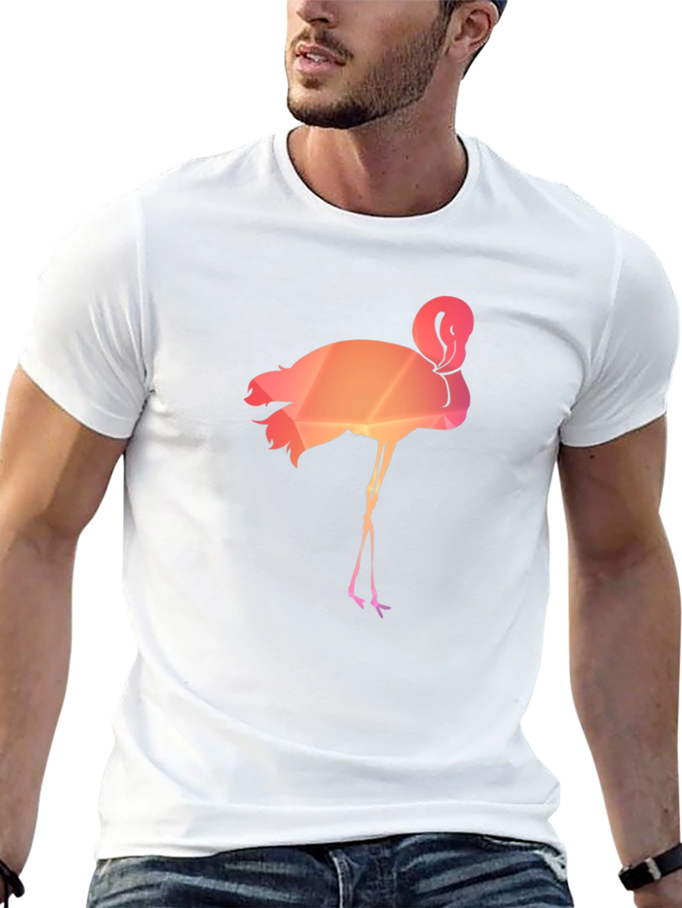 Black Geometric Flamingo Graphic Tee - Stylish Men's T-Shirt view 13