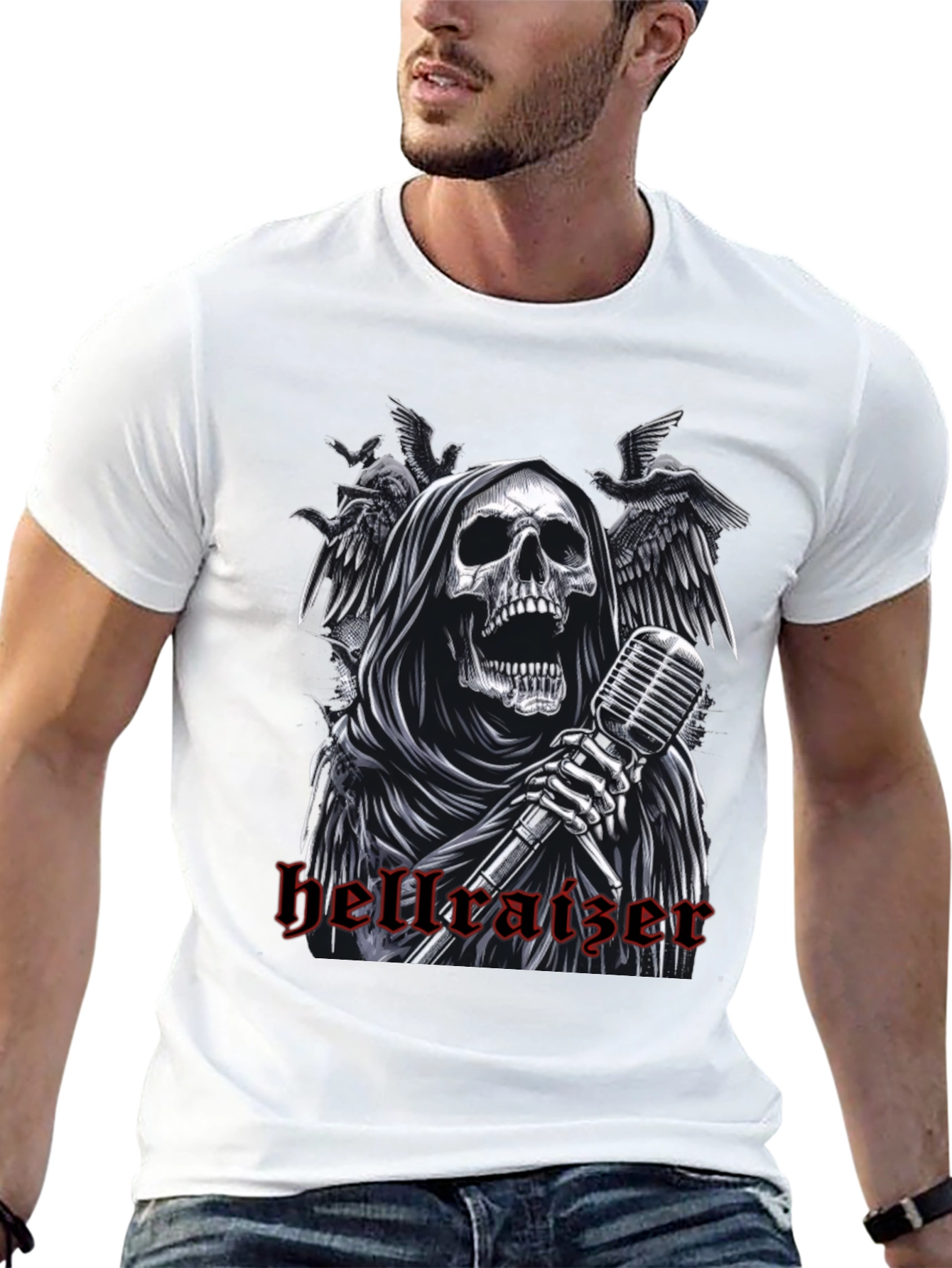 Black Hellraiser Grim Reaper Graphic Tee - Rock Concert Style view 13