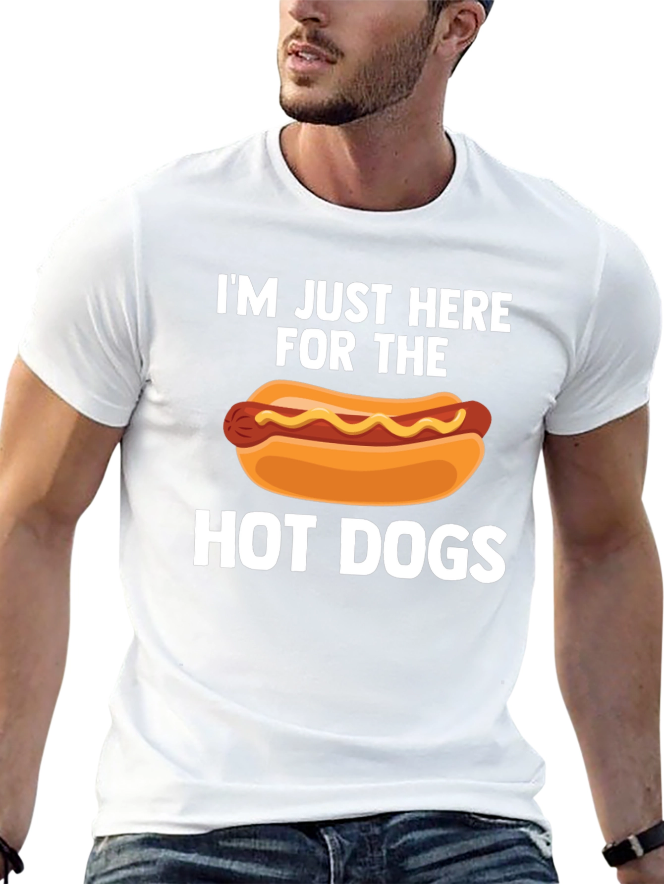 Black Hot Dog Lover T-Shirt - I'm Just Here for The Hot Dogs view 13
