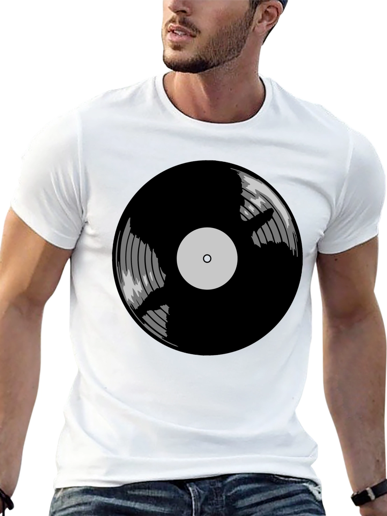 Black Vinyl Record Graphic Tee - Classic Music Style view 13