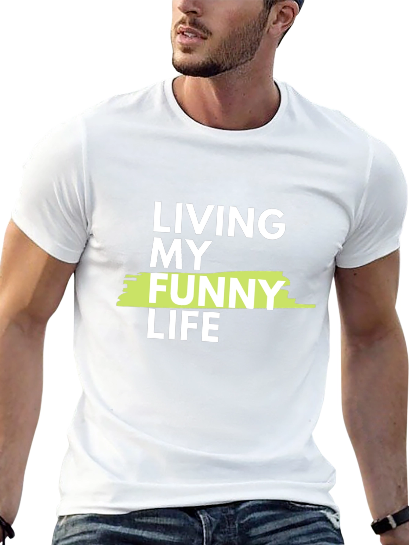 Black Living My Funny Life Graphic Tee - Casual Black T-Shirt view 13