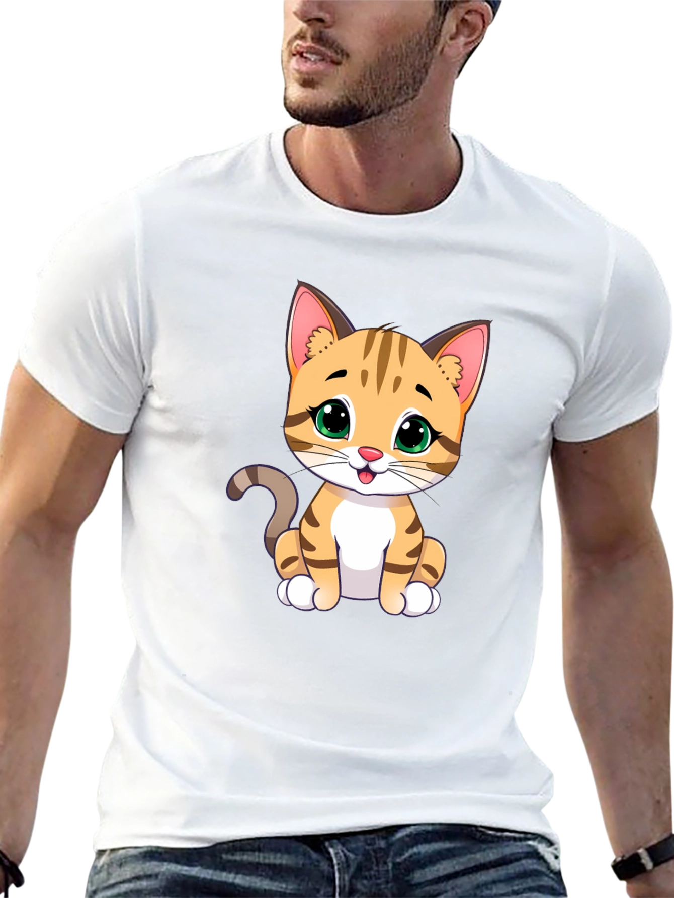 Black Cute Cartoon Cat Graphic T-Shirt view 13