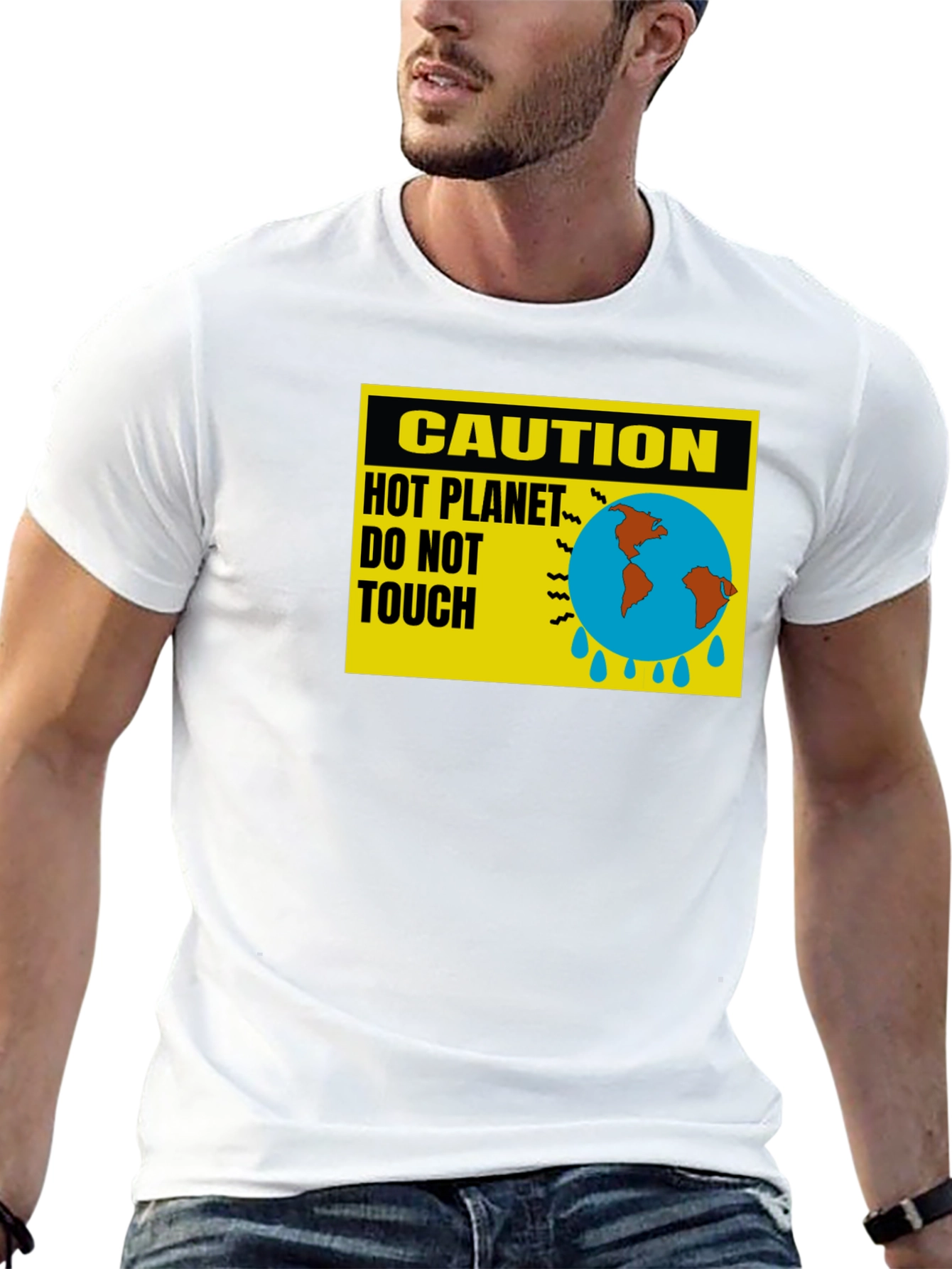 Caution Hot Planet T-Shirt - Global Warming Awareness Tee - 13
