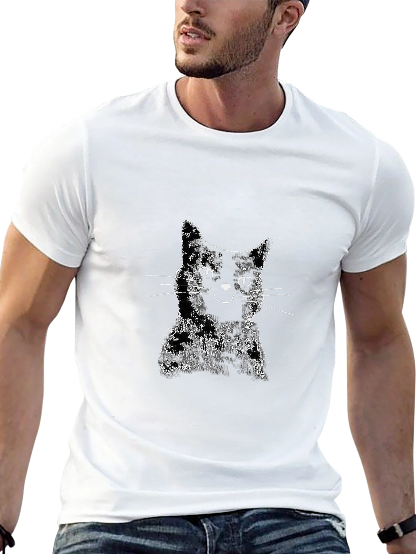 Black Black Cat Graphic T-Shirt - Men's Casual Tee view 13