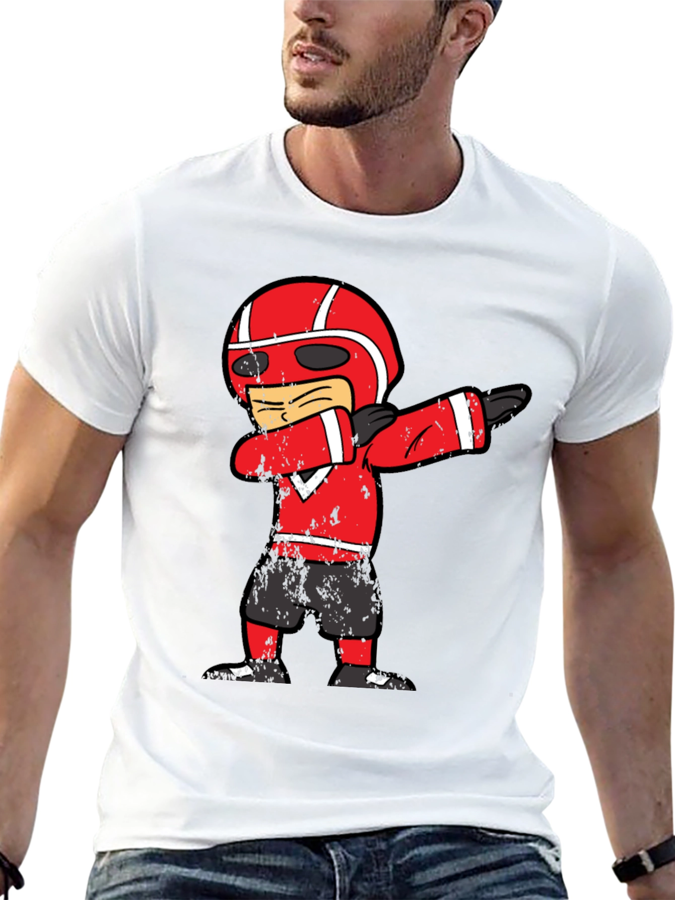 Black Dabbing Football Player T-Shirt view 13