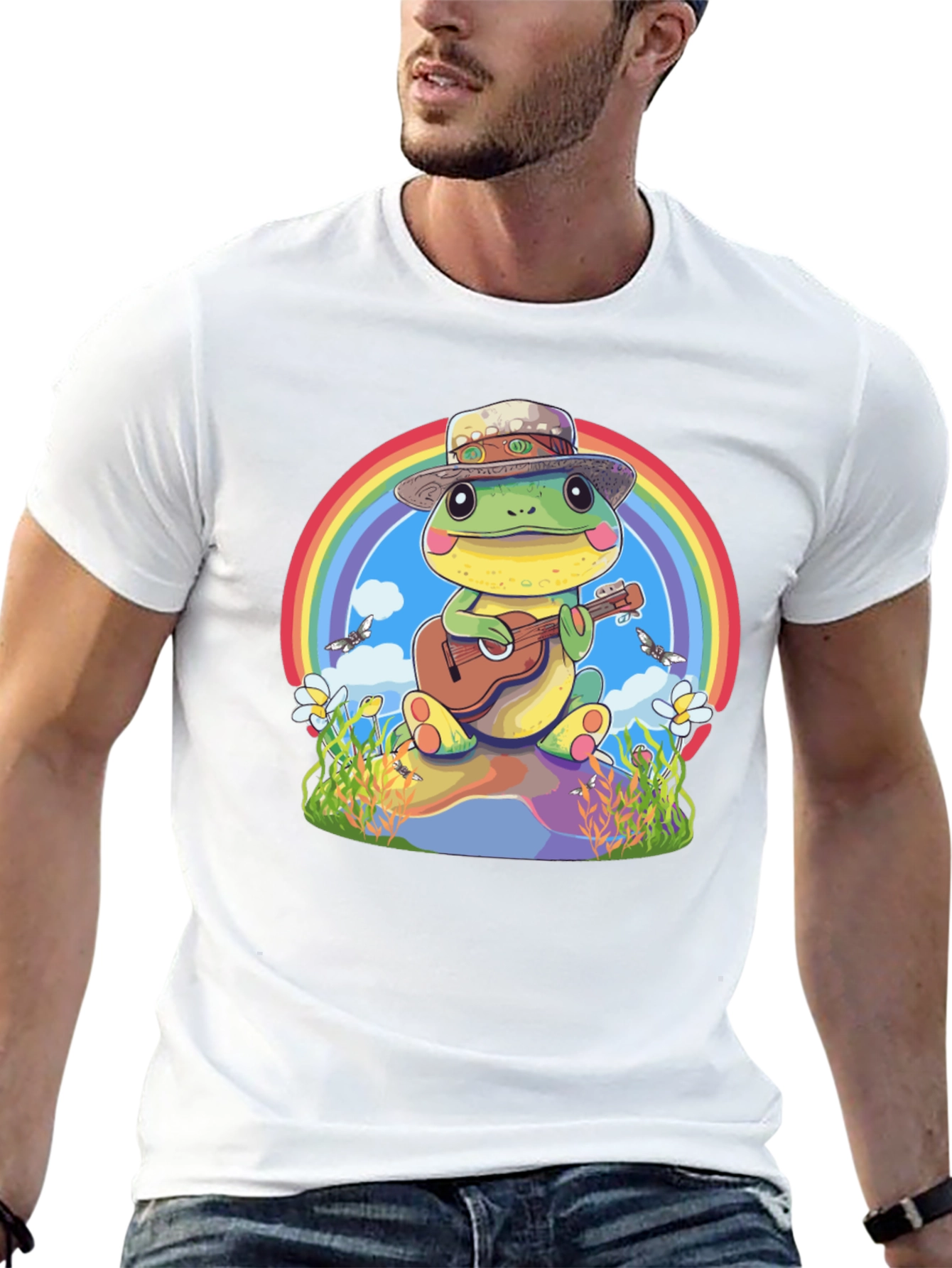 Black Frog Playing Guitar T-Shirt view 13