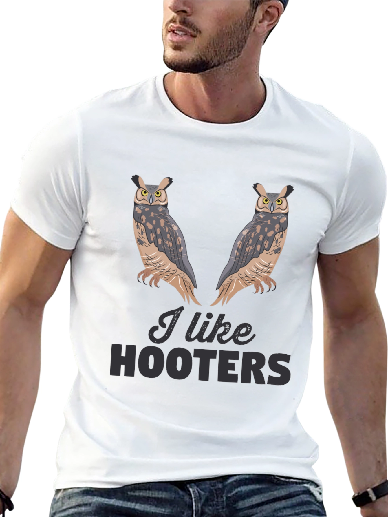Black I Like Hooters Owl Graphic Black T-Shirt view 13