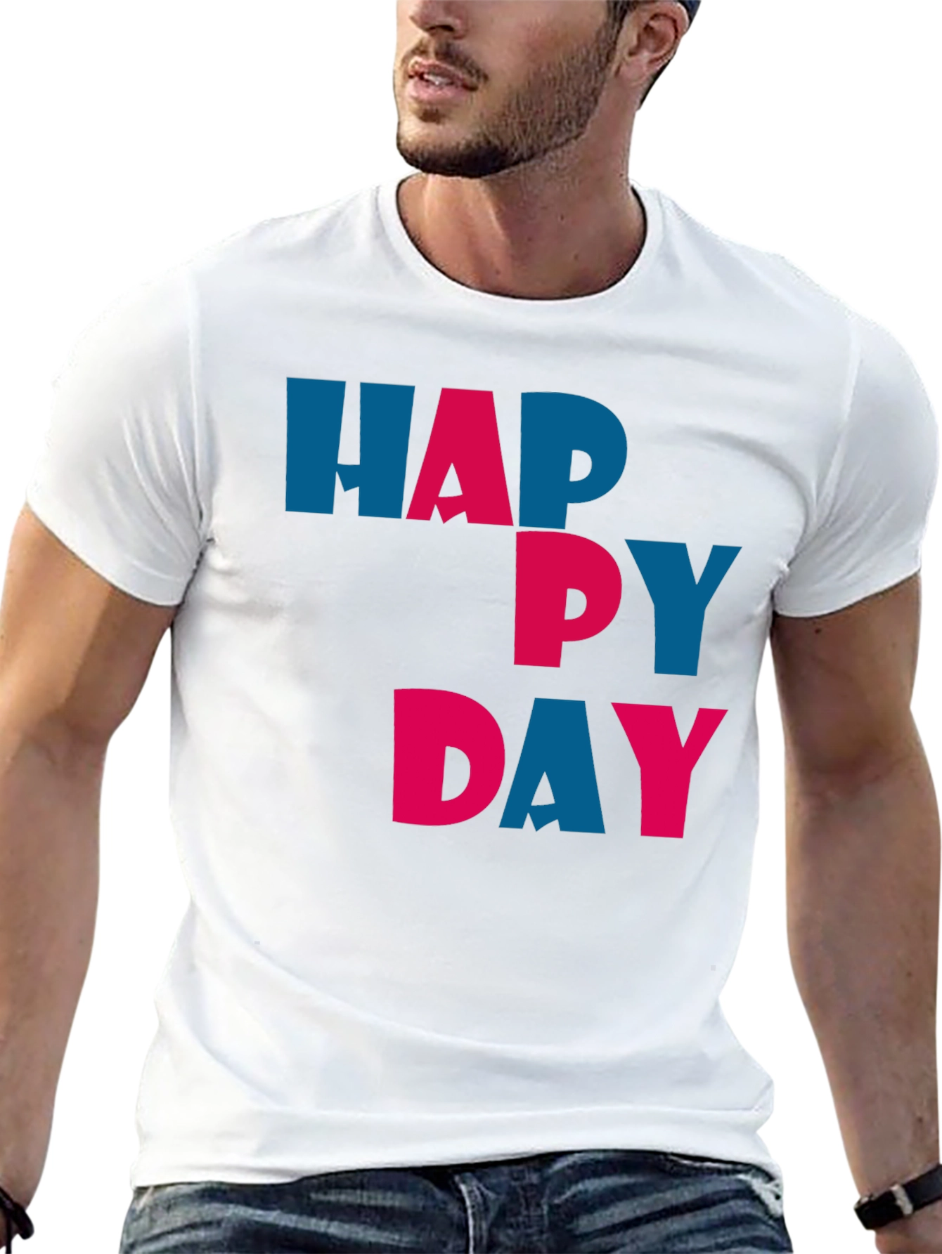 Black Happy Day Graphic Tee - Unisex Soft Cotton T-Shirt view 13