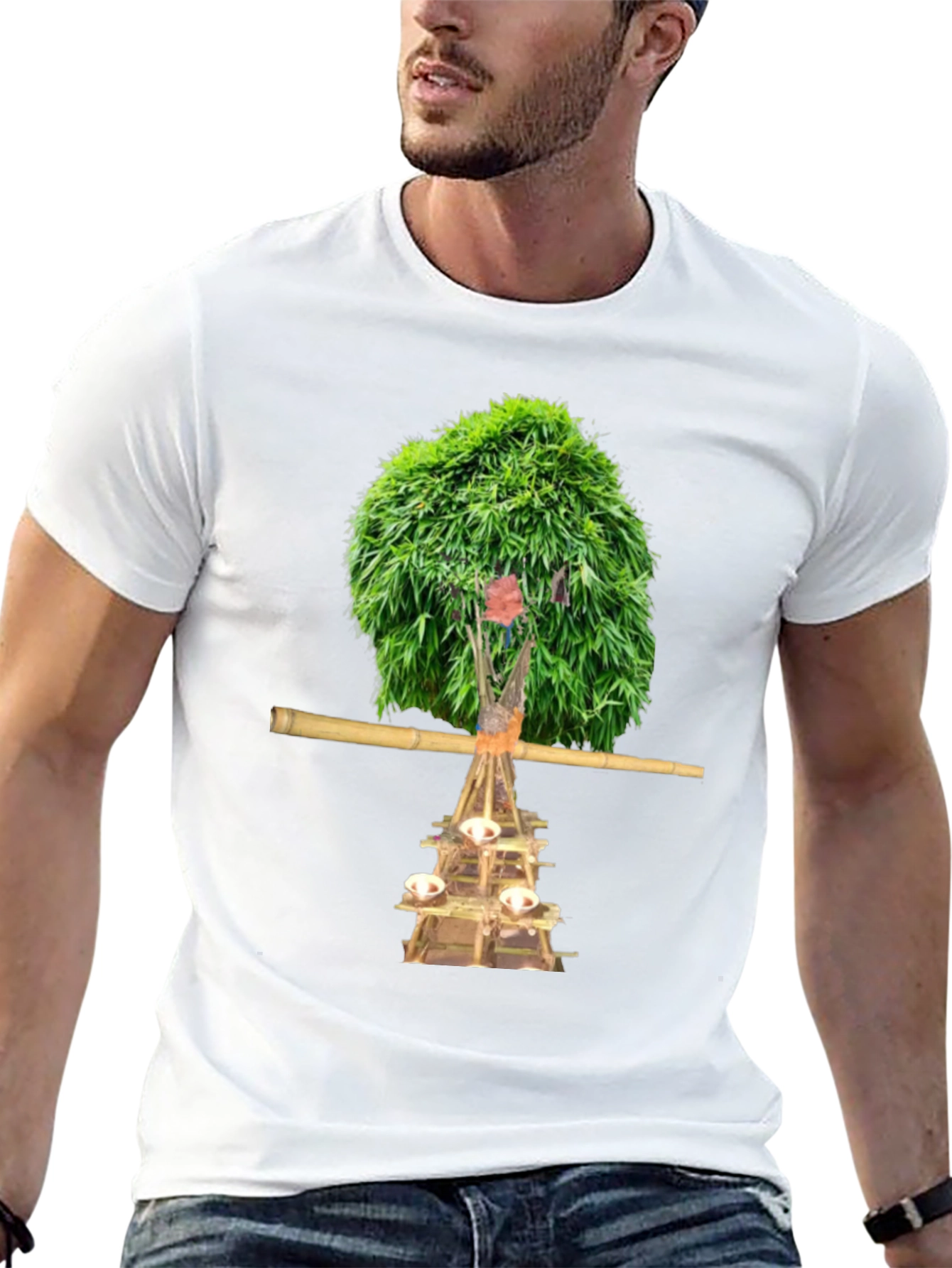 Black Unique T-Shirt with Nature-Inspired Graphic Print view 13