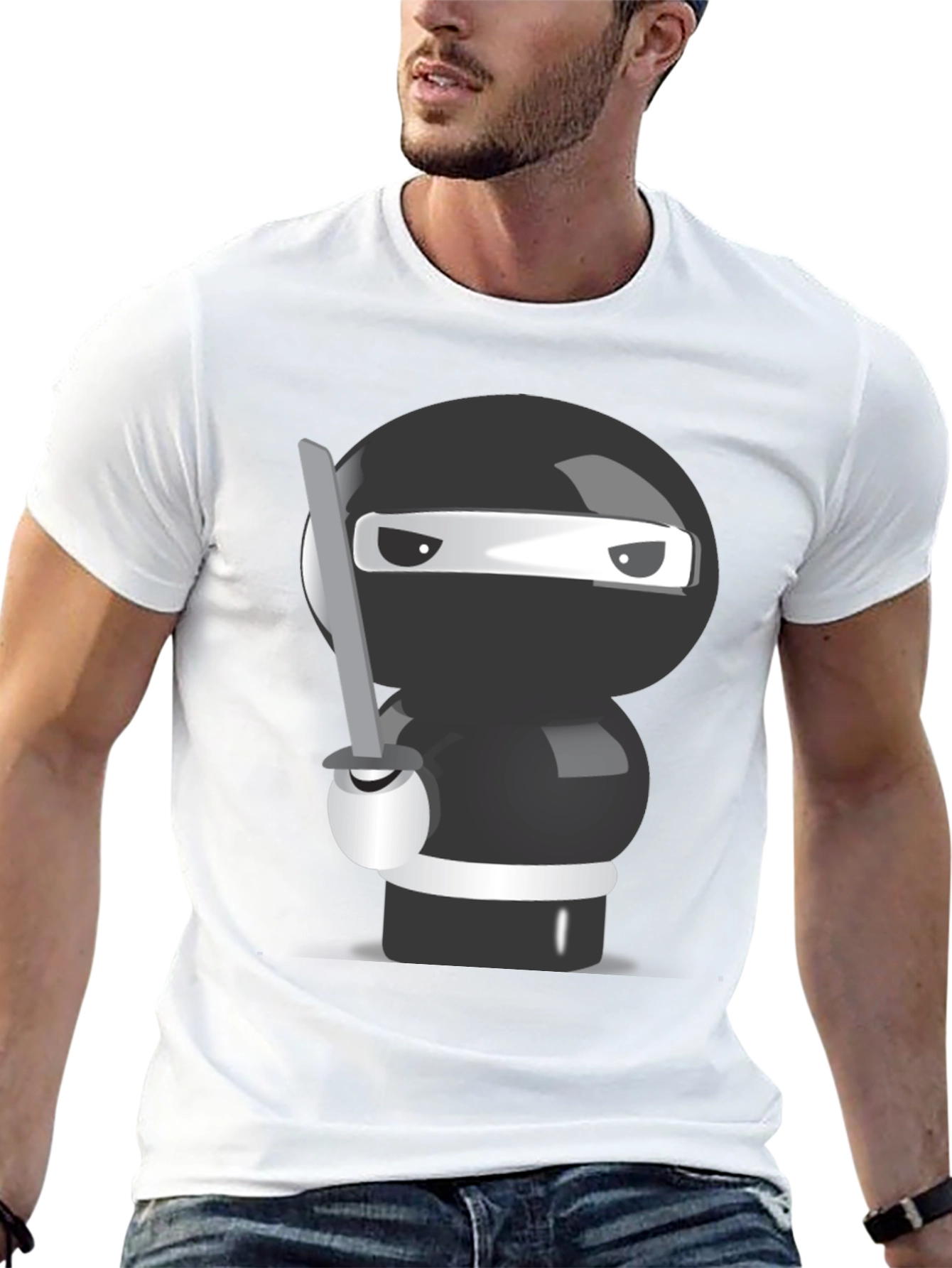 Black Ninja Cartoon Graphic T-Shirt view 13