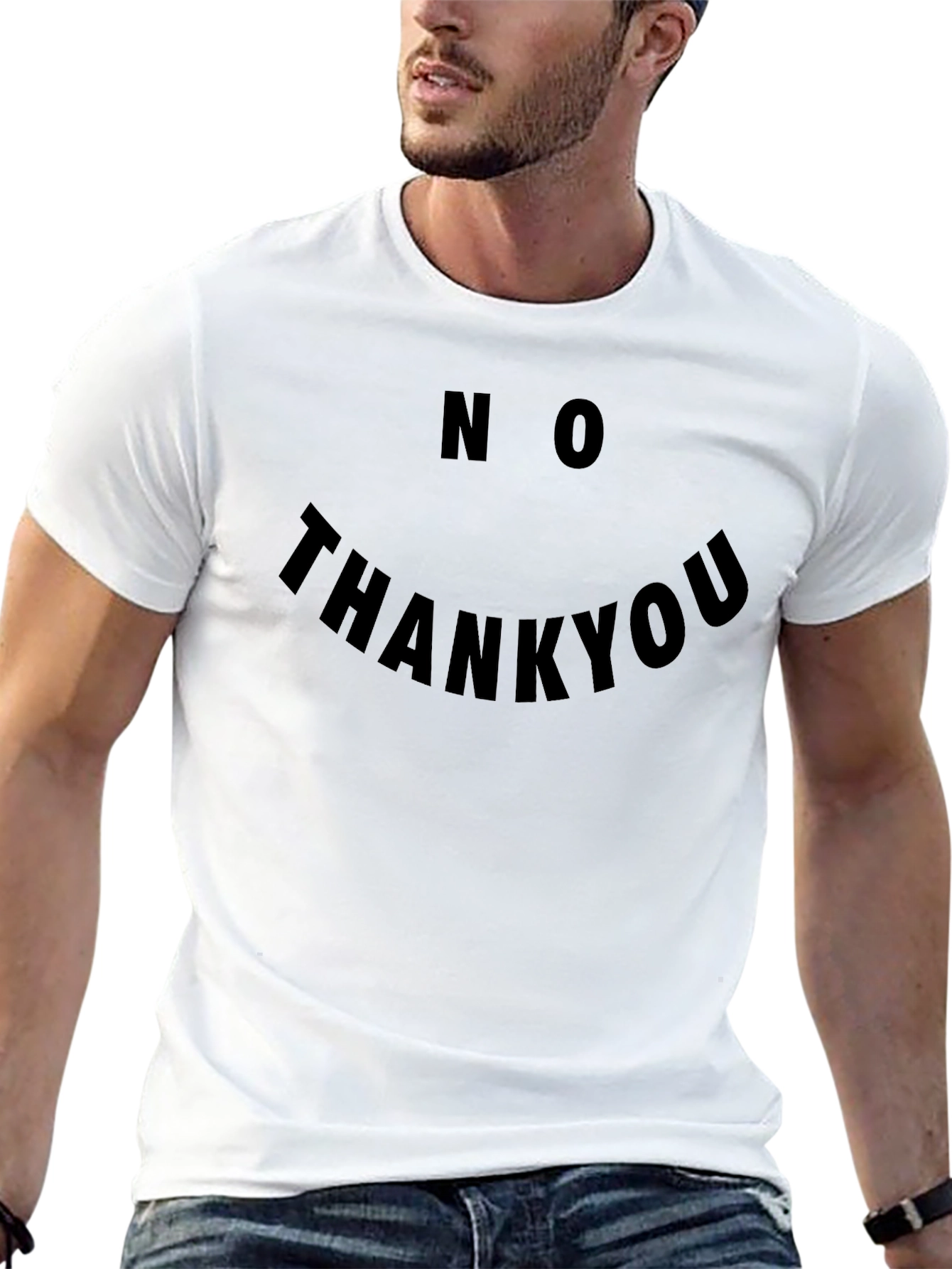 Black No Thank You Graphic Tee - Sarcastic Funny T-Shirt view 13
