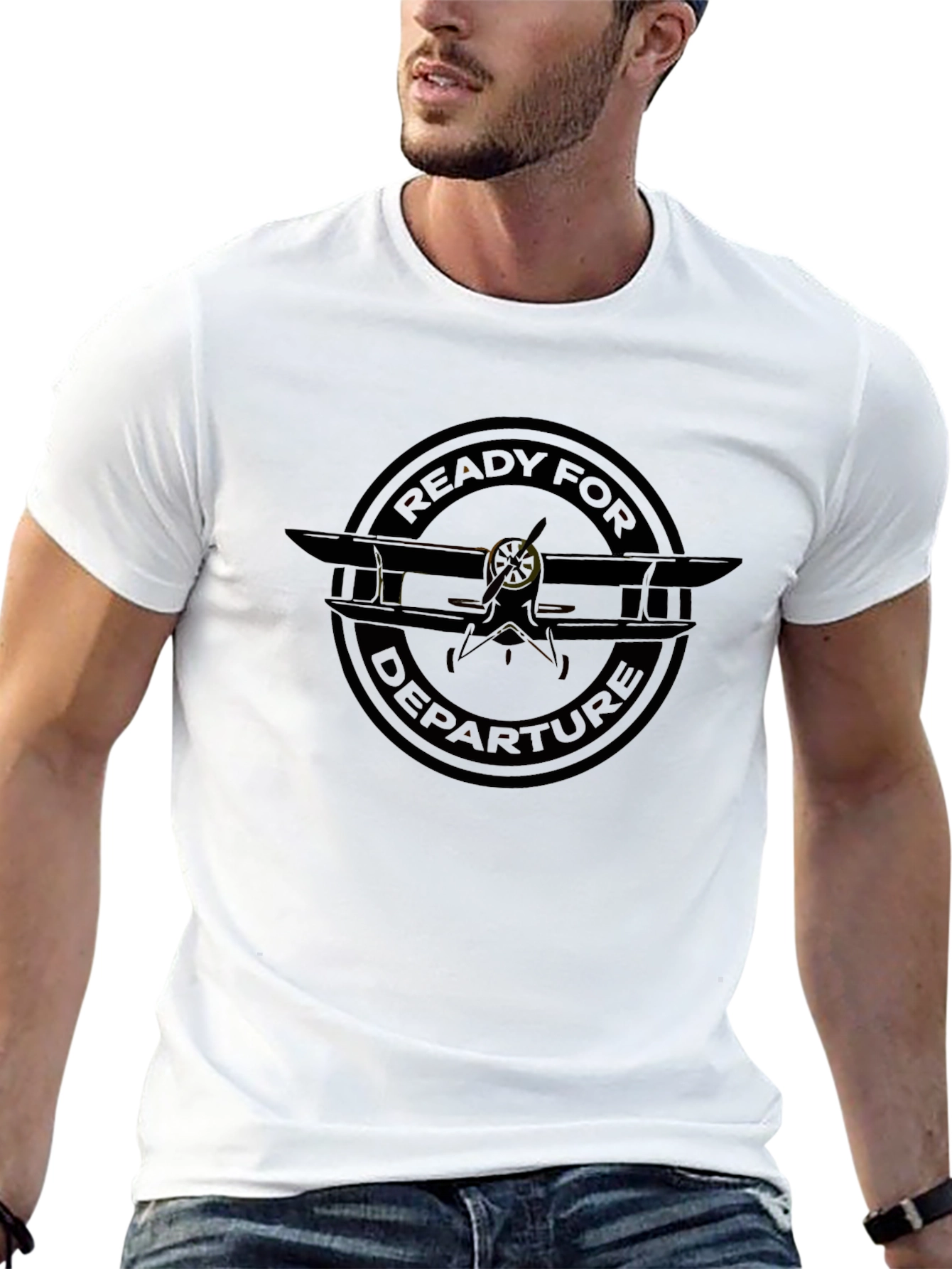 Black Ready For Departure Biplane Graphic Tee - Black view 13