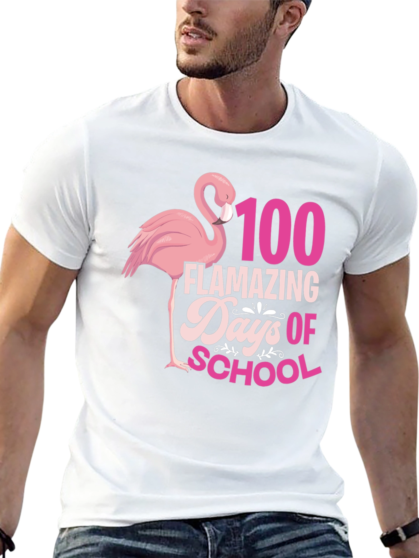 Black 100 Days of School Flamingo Tee view 13