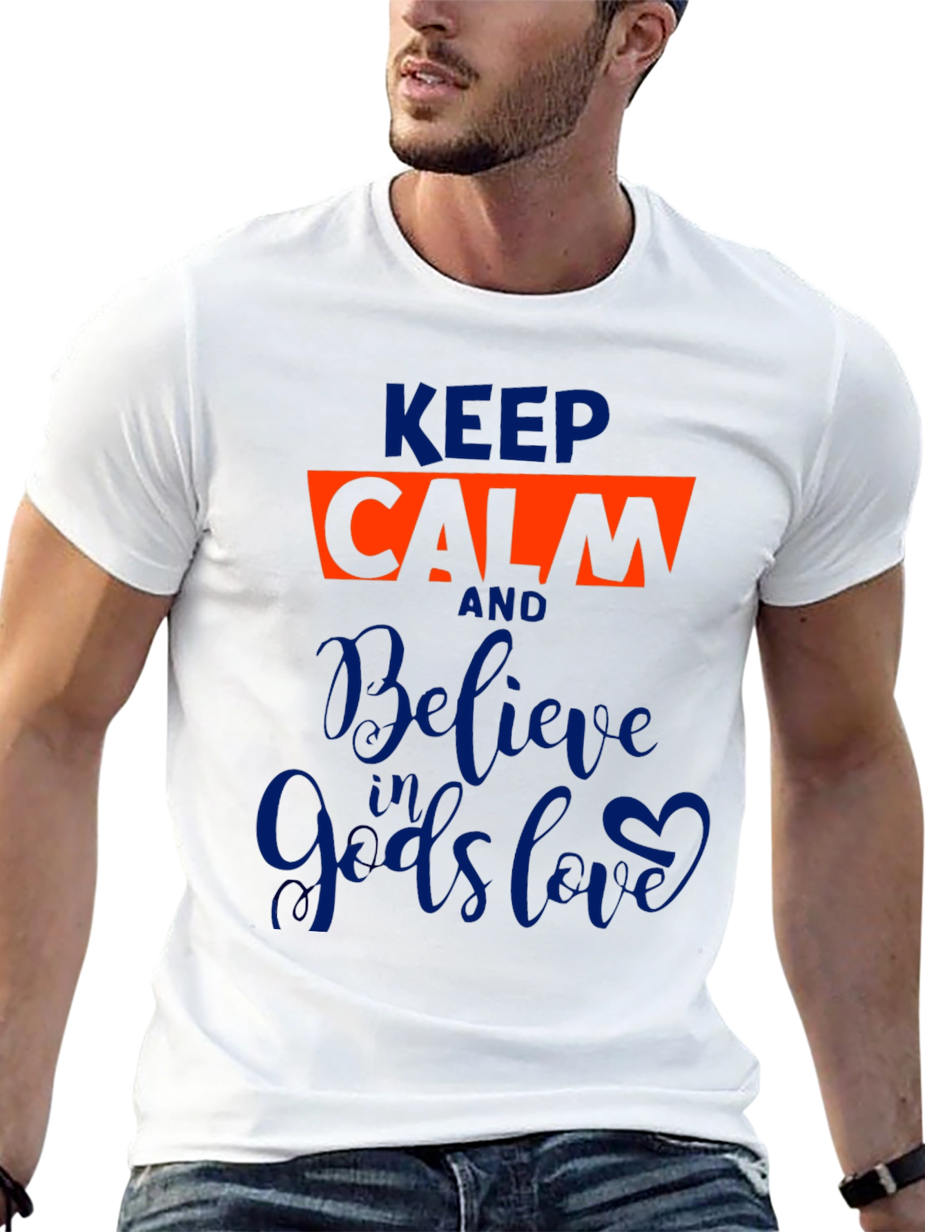 Black Keep Calm Believe in God's Love Graphic Tee view 13