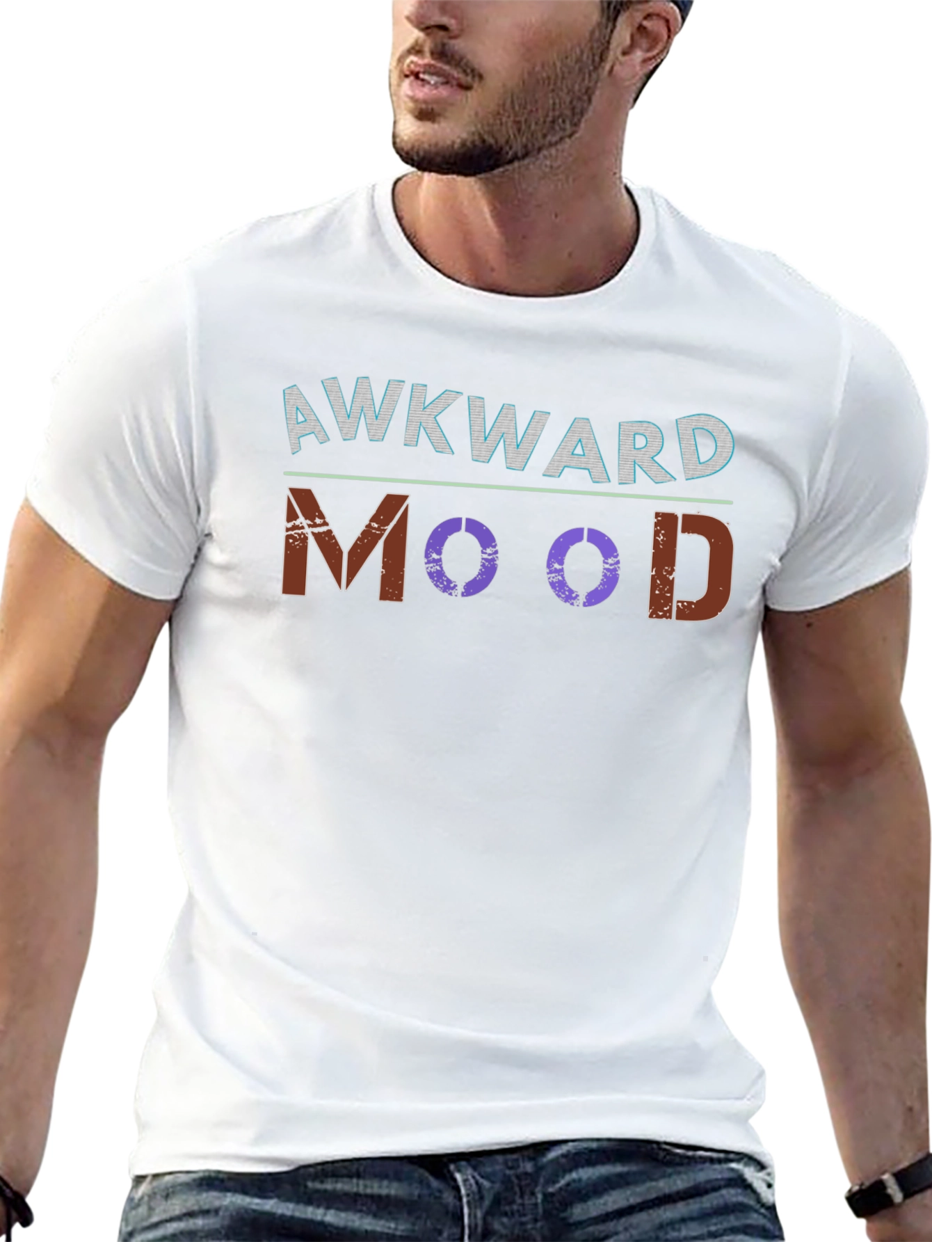Black Awkward Mood Graphic Tee - Soft Cotton Blend view 13