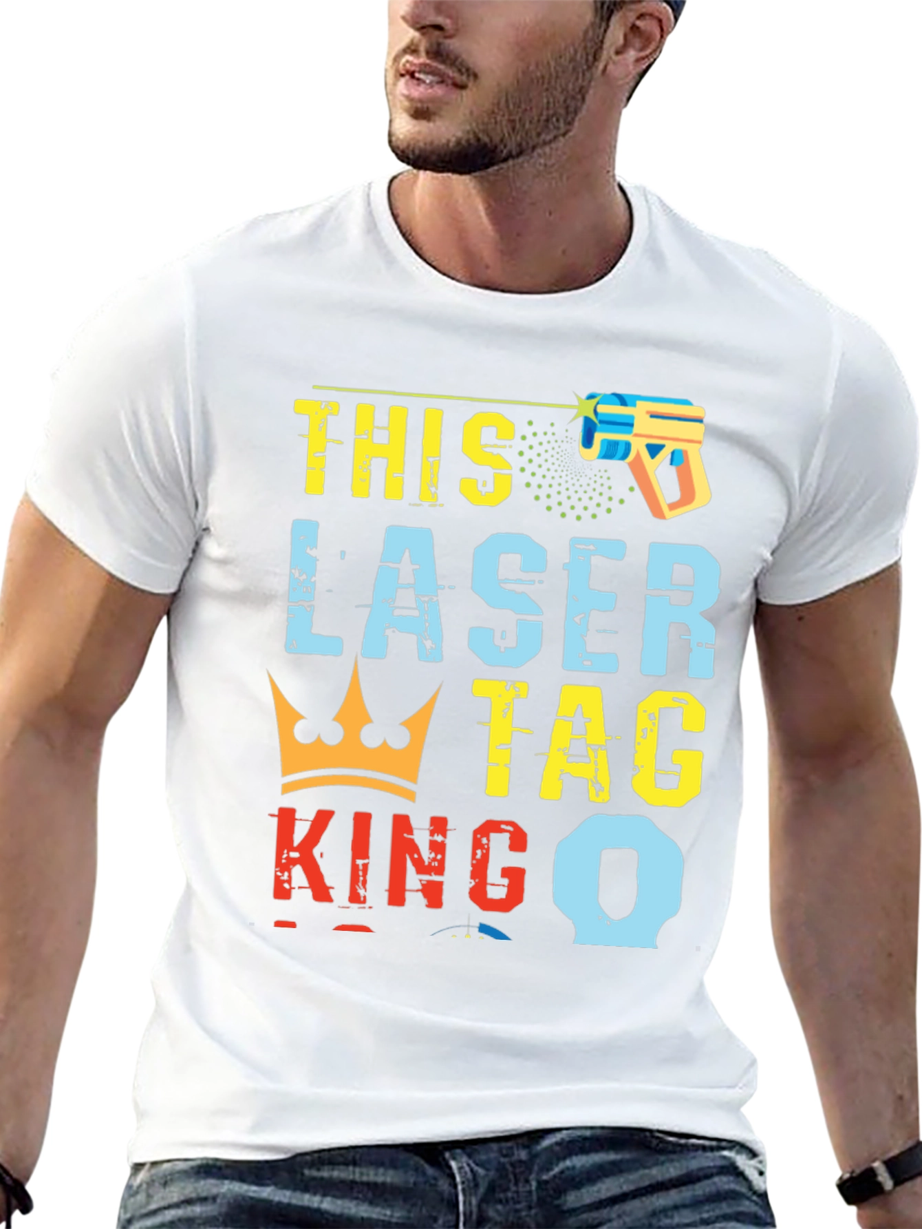 Black Laser Tag King T-Shirt - Unique Graphic Tee view 13