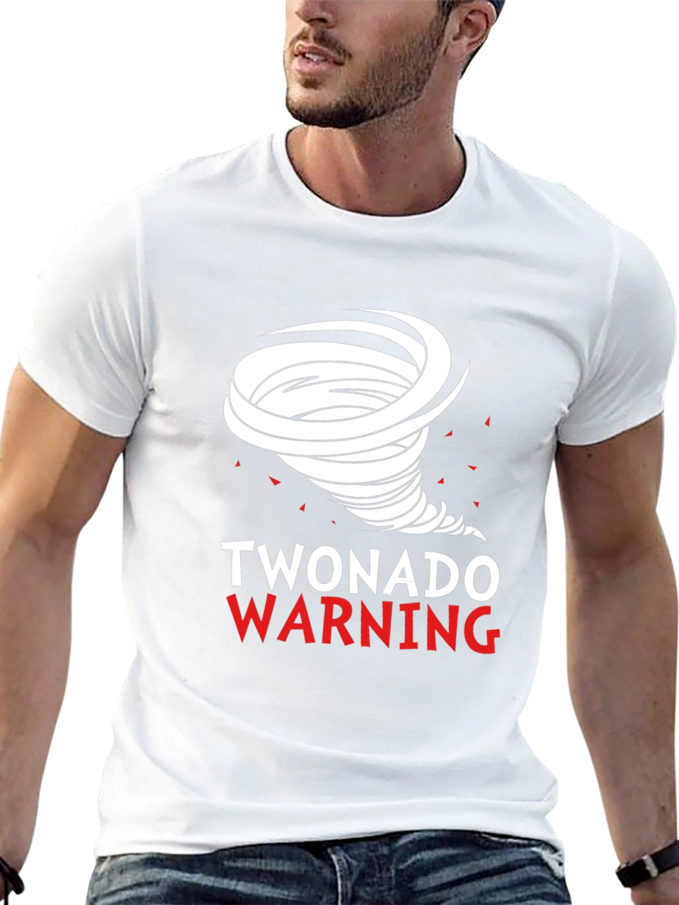 Black Twonado Warning Novelty Graphic T-Shirt view 13