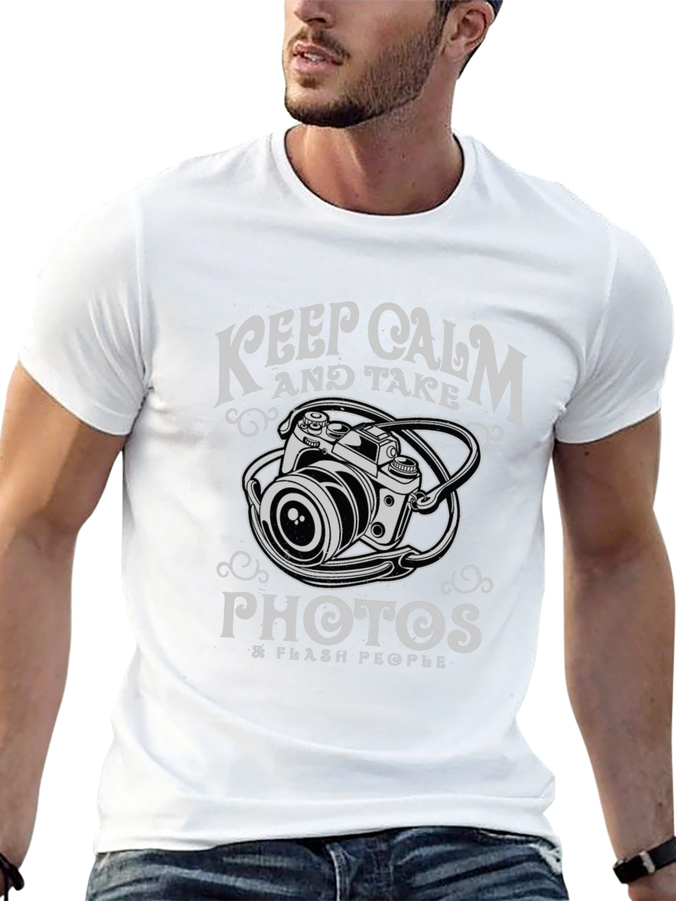 Black Keep Calm & Take Photos Black Graphic T-Shirt view 13