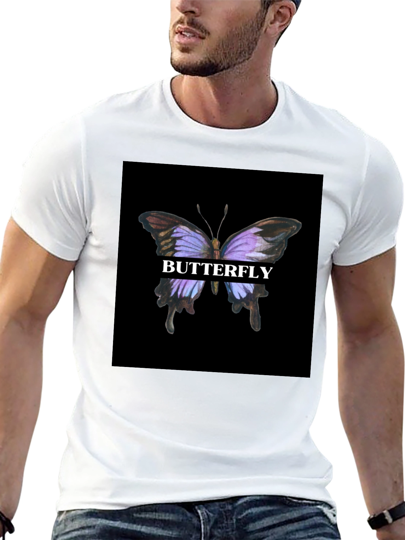 Black Butterfly Graphic Print Black T-Shirt view 13