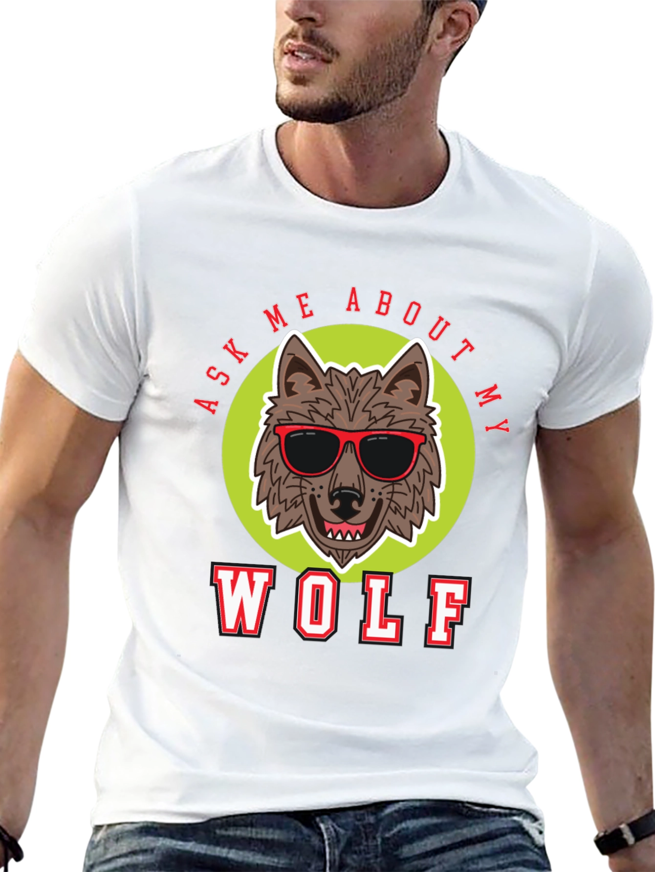 Black Ask Me About My Wolf T-Shirt view 13
