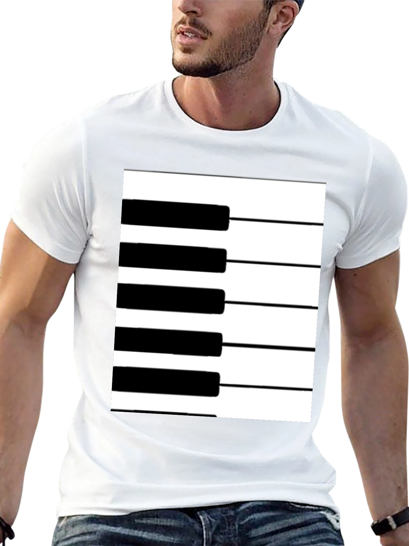 Black Piano Keys Graphic Tee - Black Cotton T-Shirt view 13