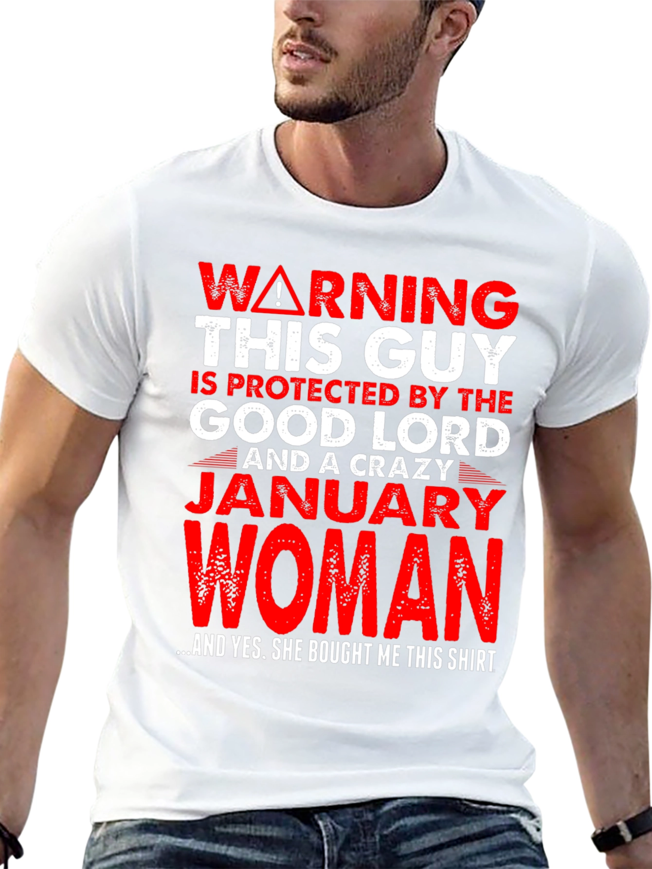 Black Warning! Protected by January Woman T-Shirt view 13