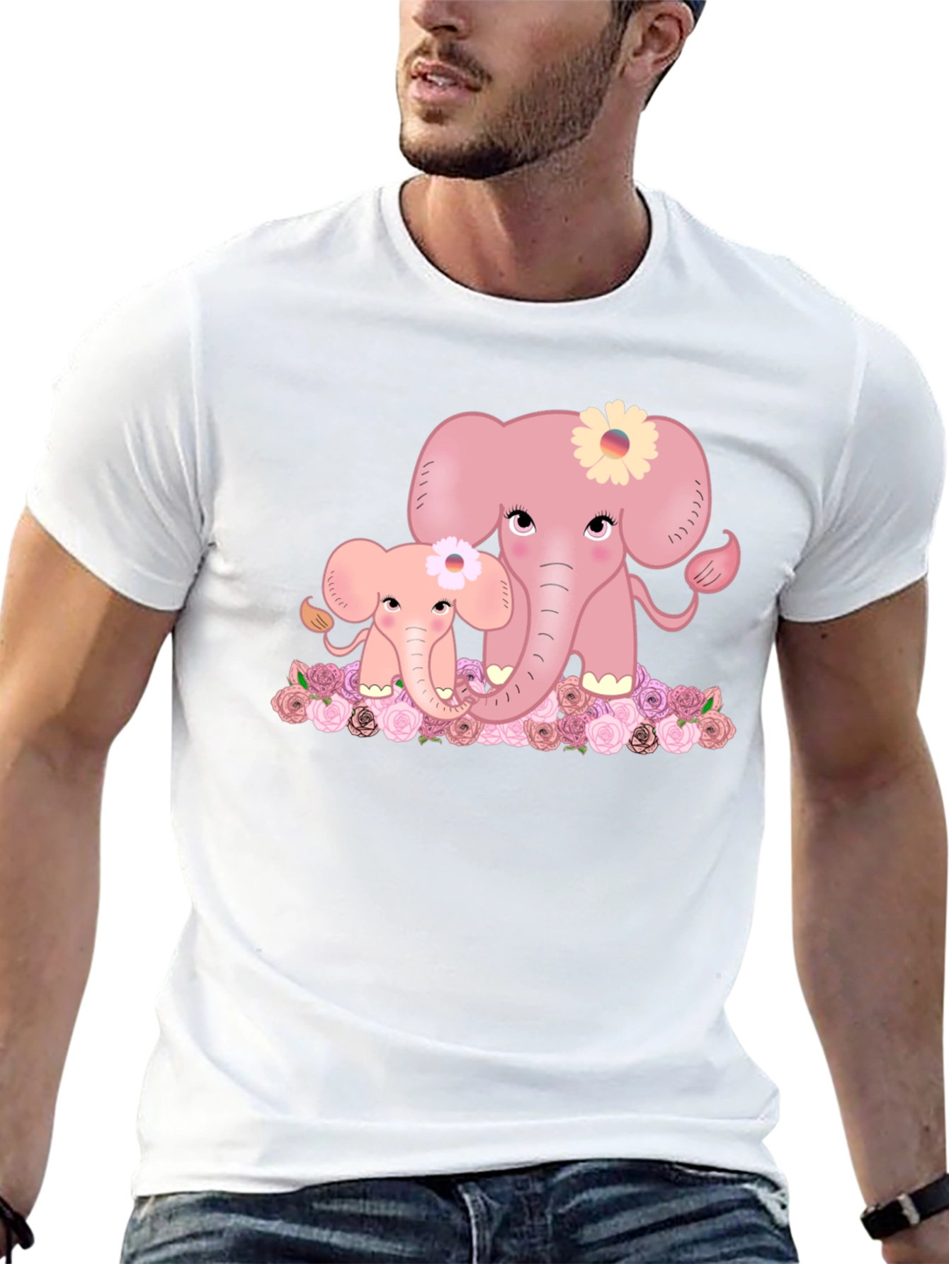 Black Cute Elephant Family Graphic Tee - Black T-Shirt view 13