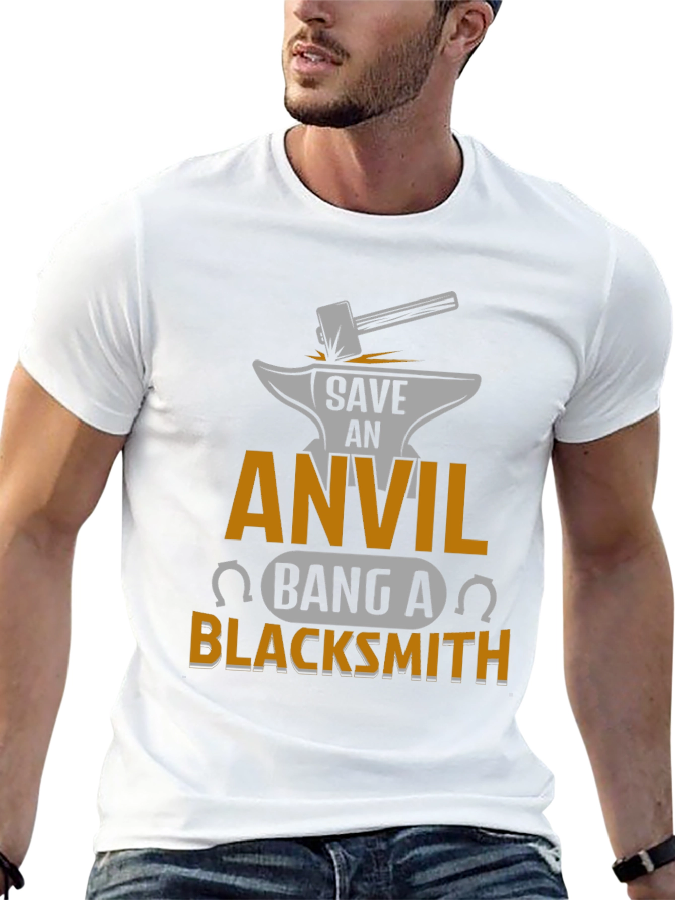 Black Save an Anvil Bang a Blacksmith T-Shirt view 13