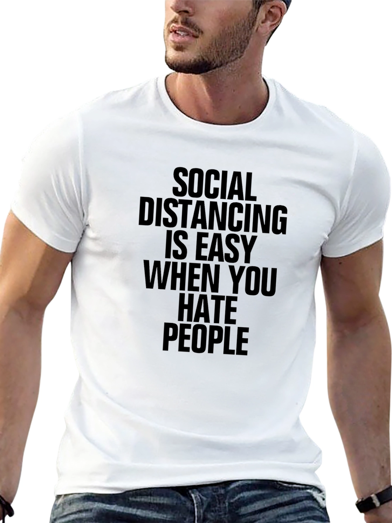 Black Social Distancing Hates People T-Shirt view 13