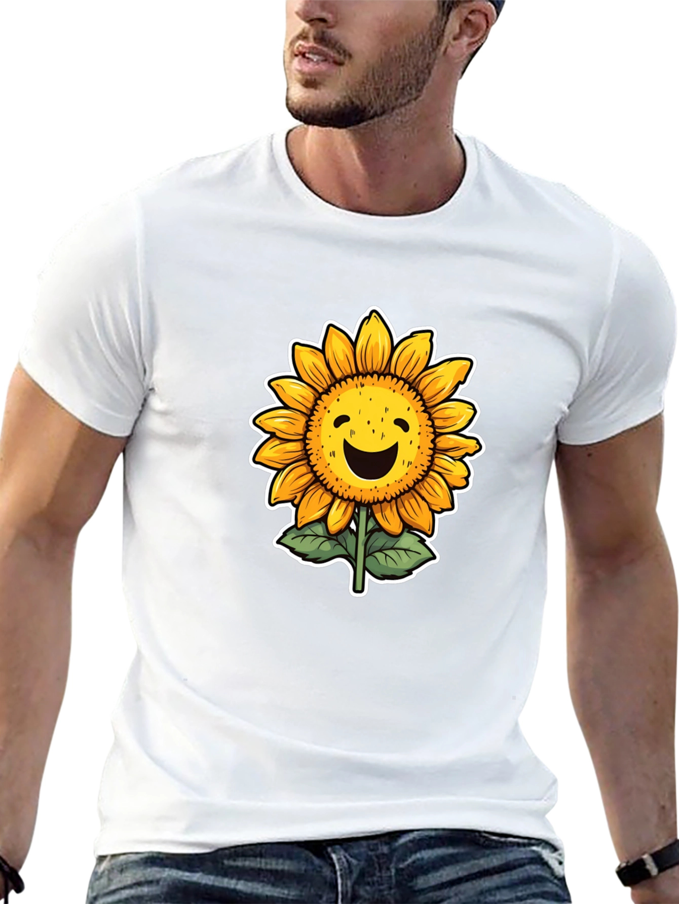 Black Smiling Sunflower Graphic Tee - Unisex view 13