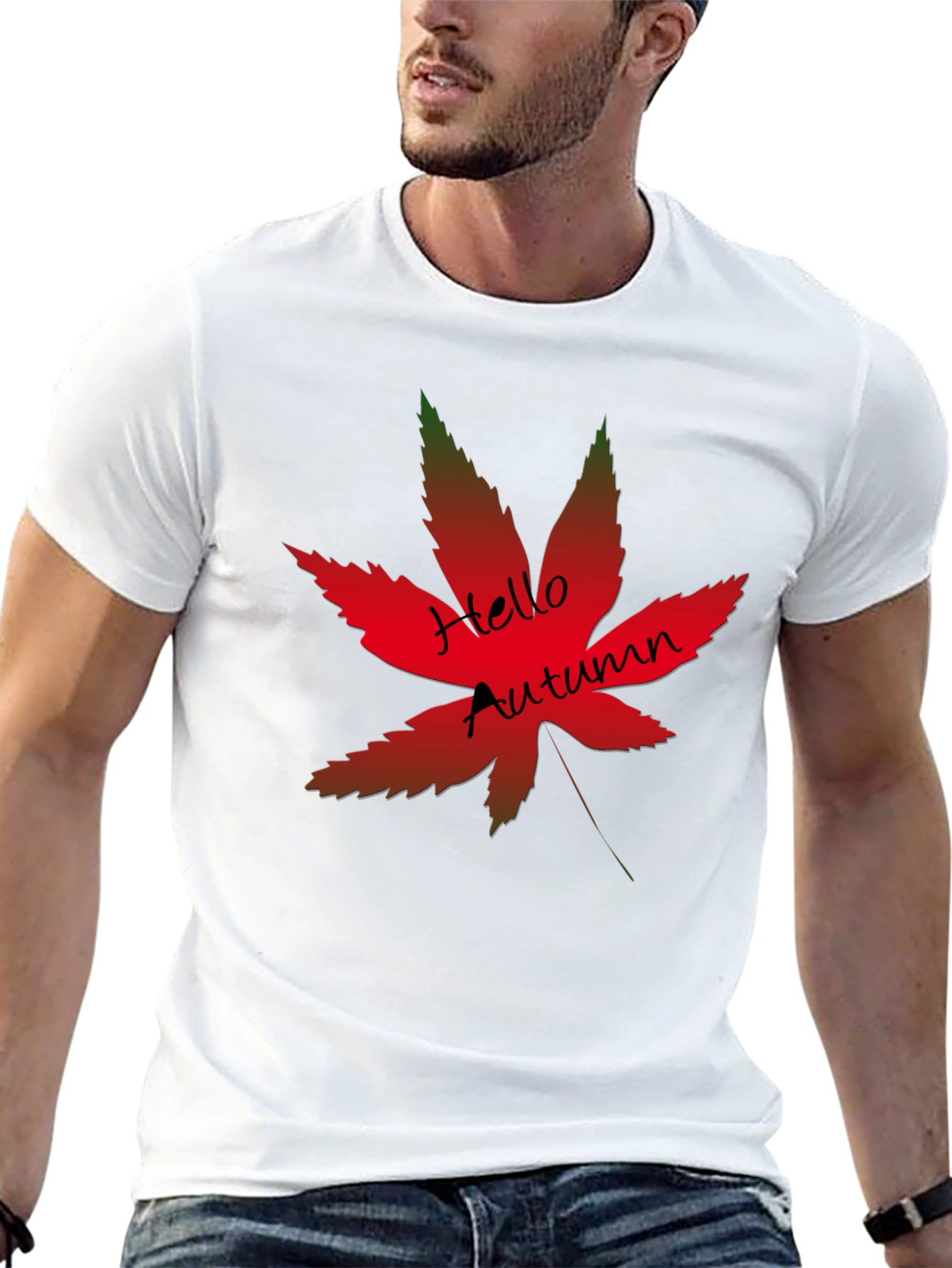 Black Hello Autumn Maple Leaf Graphic Tee view 13