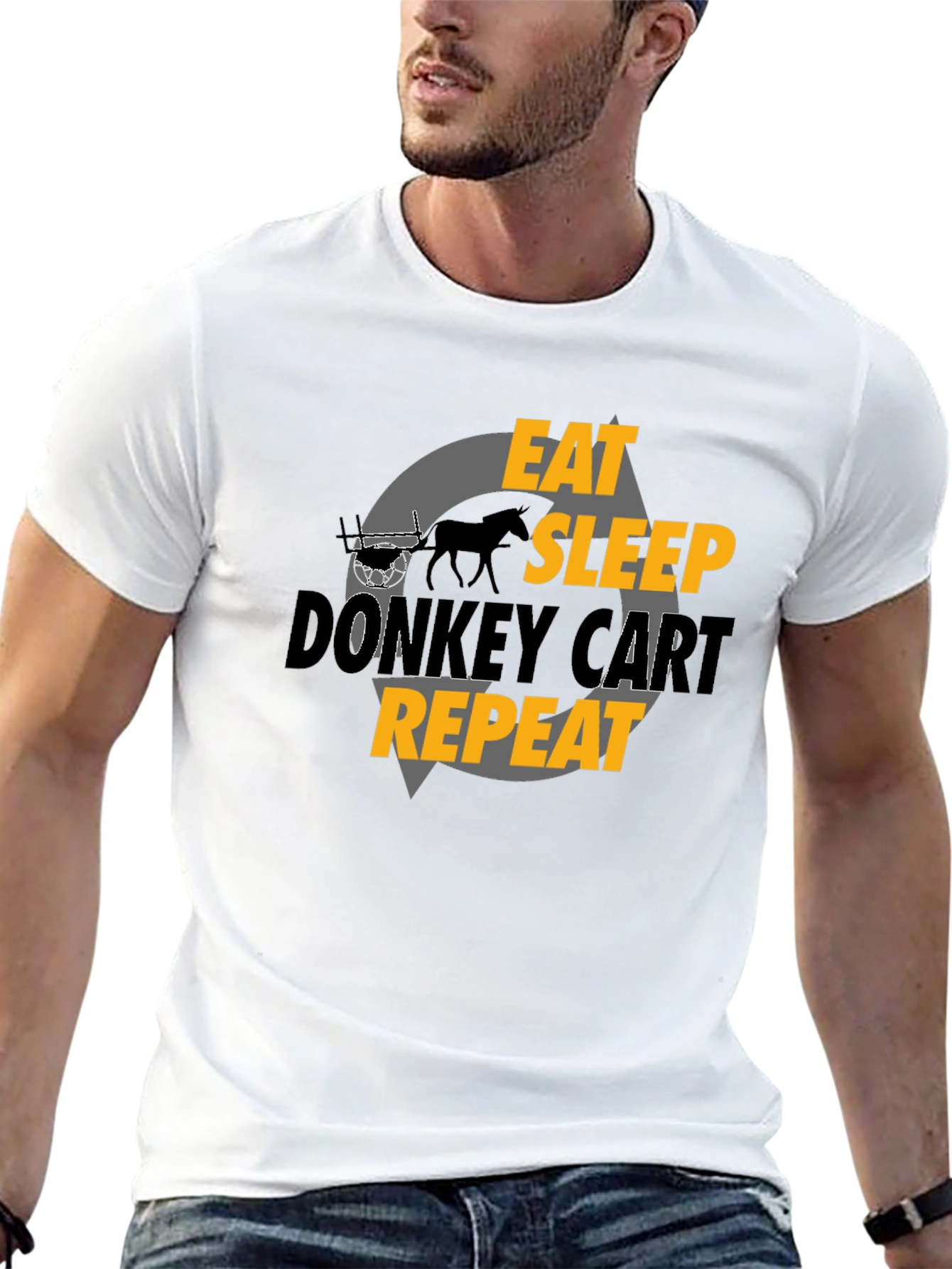 Black Eat Sleep Donkey Cart Repeat - Graphic T-Shirt view 13